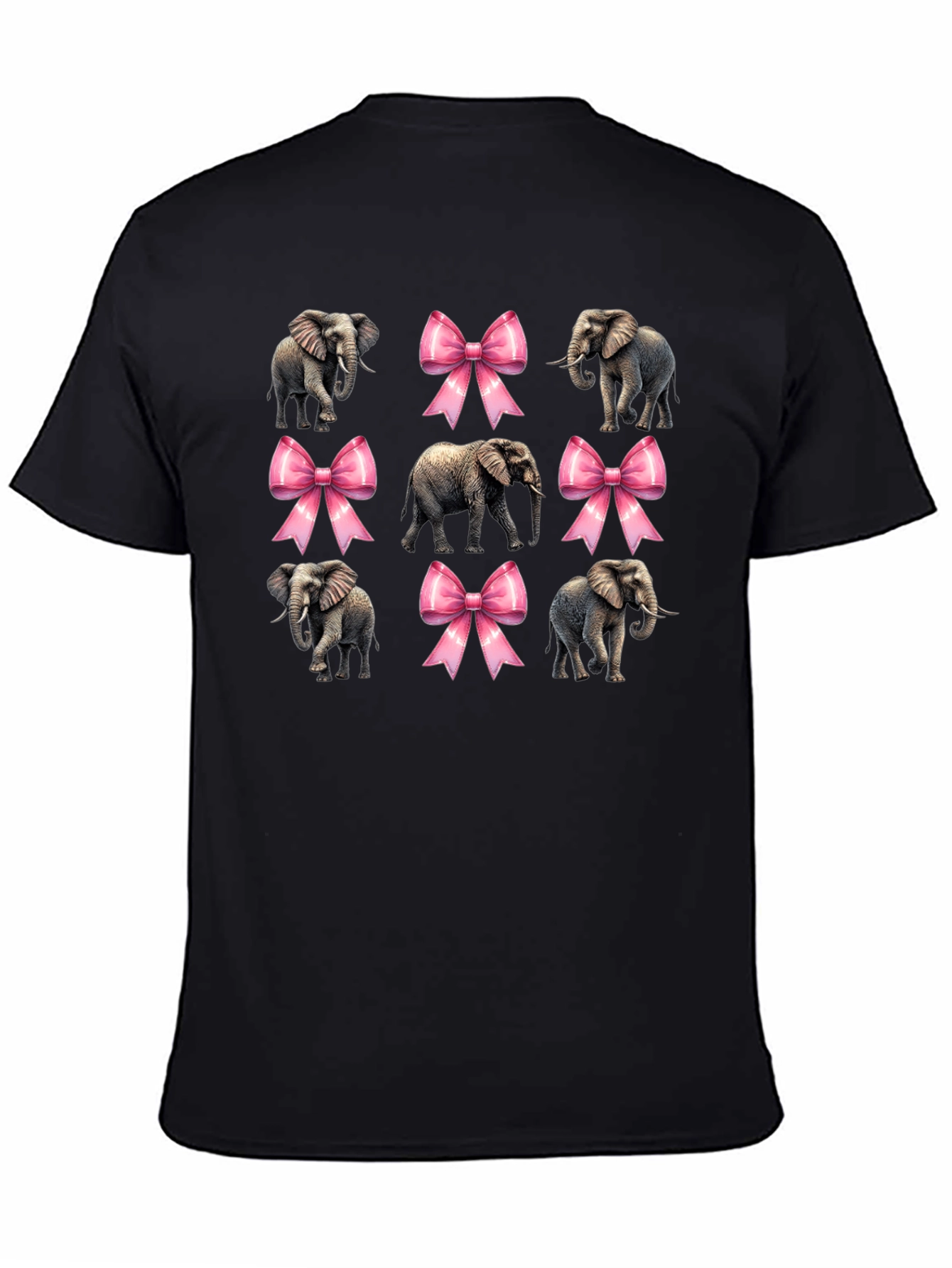 Elephant and Bow Graphic Tee - Black