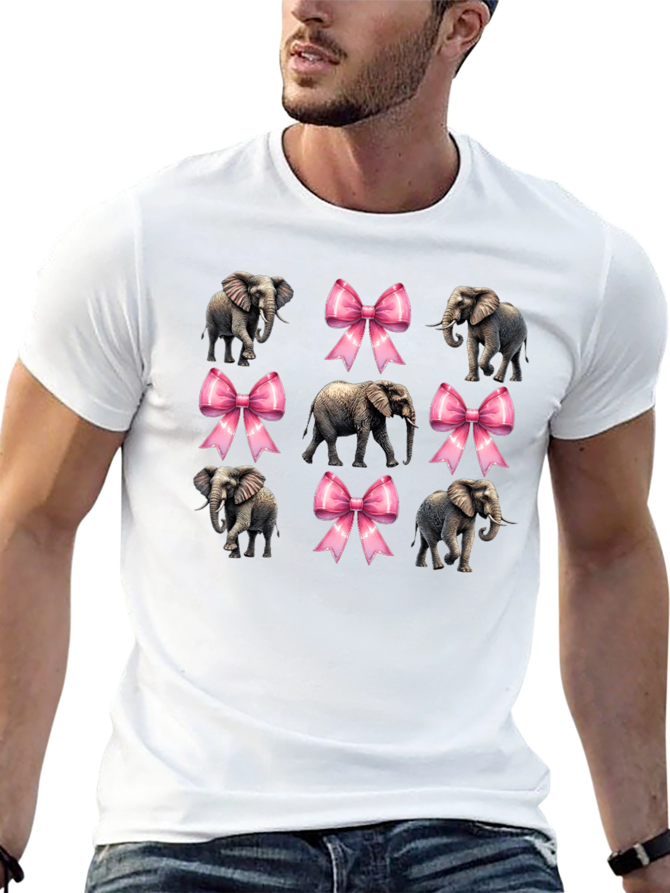 Elephant and Bow Graphic Tee - Black