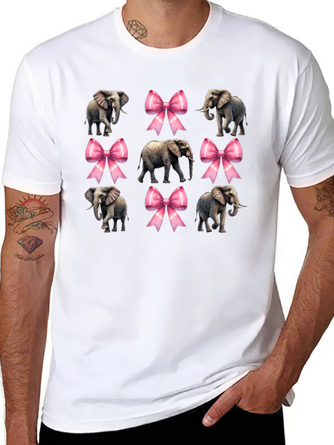 Elephant and Bow Graphic Tee - Black
