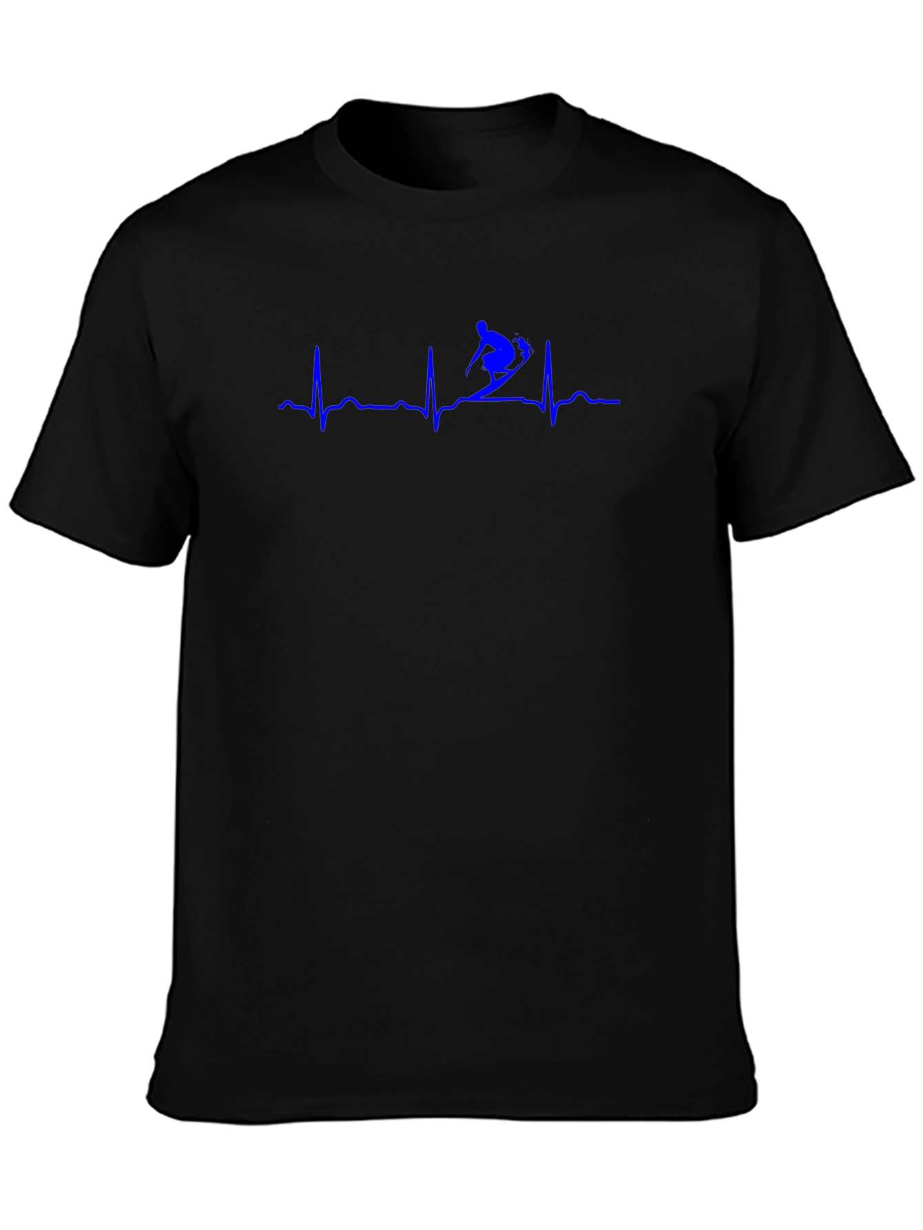 Skiing Heartbeat Black T-Shirt