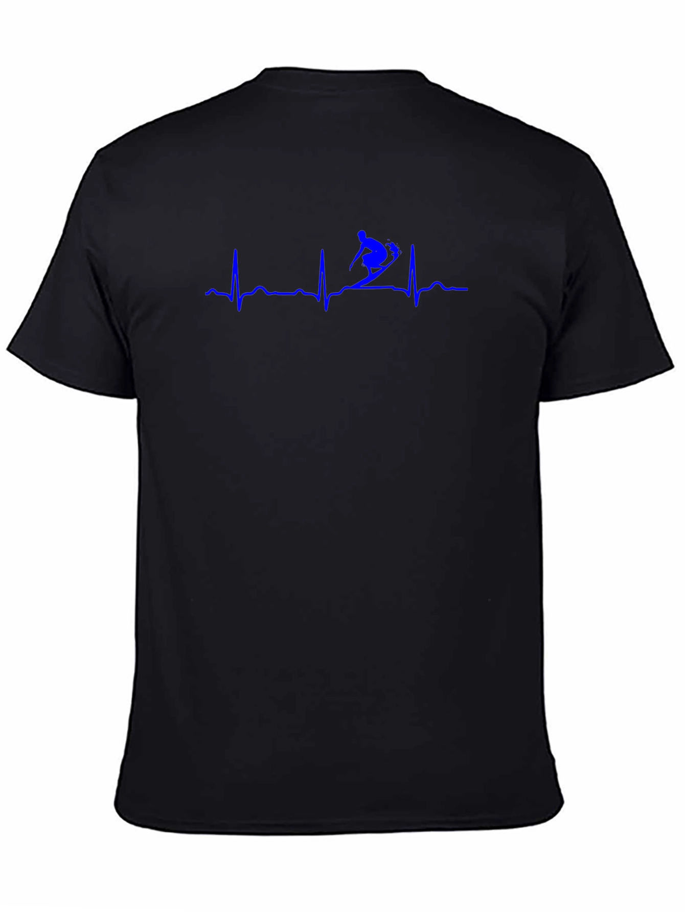 Skiing Heartbeat Black T-Shirt