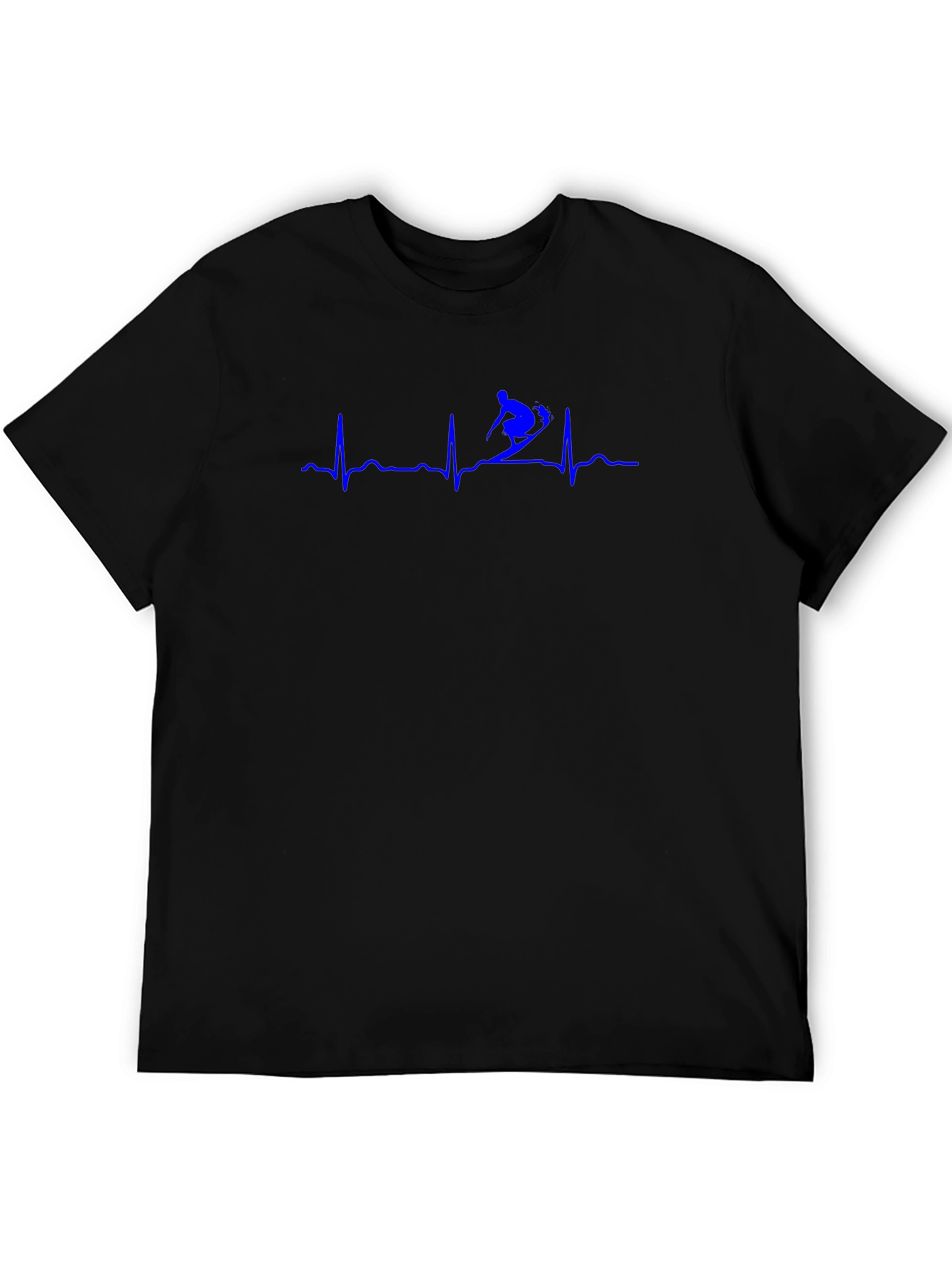 Skiing Heartbeat Black T-Shirt