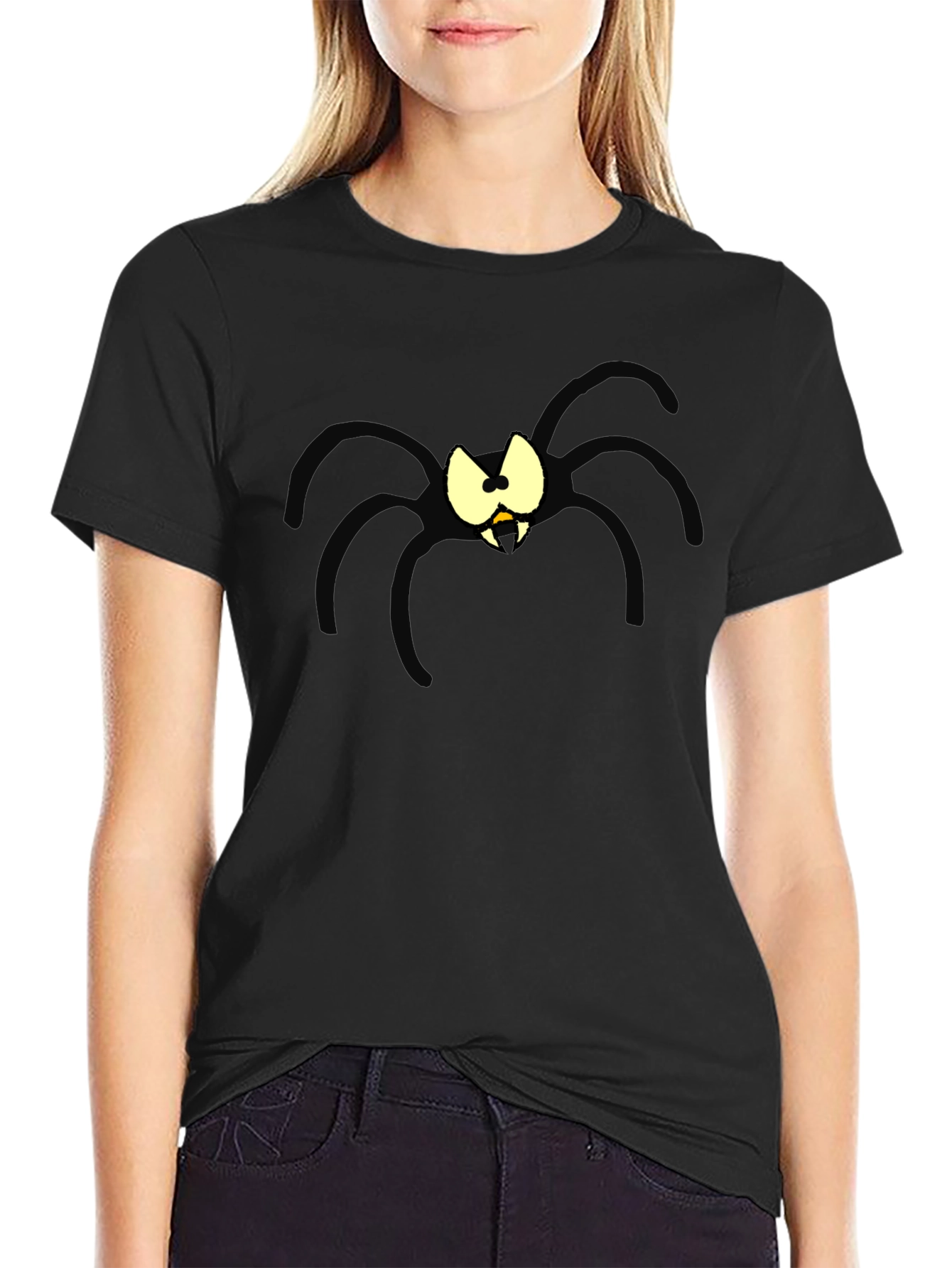 Cartoon Spider Graphic Black T-Shirt