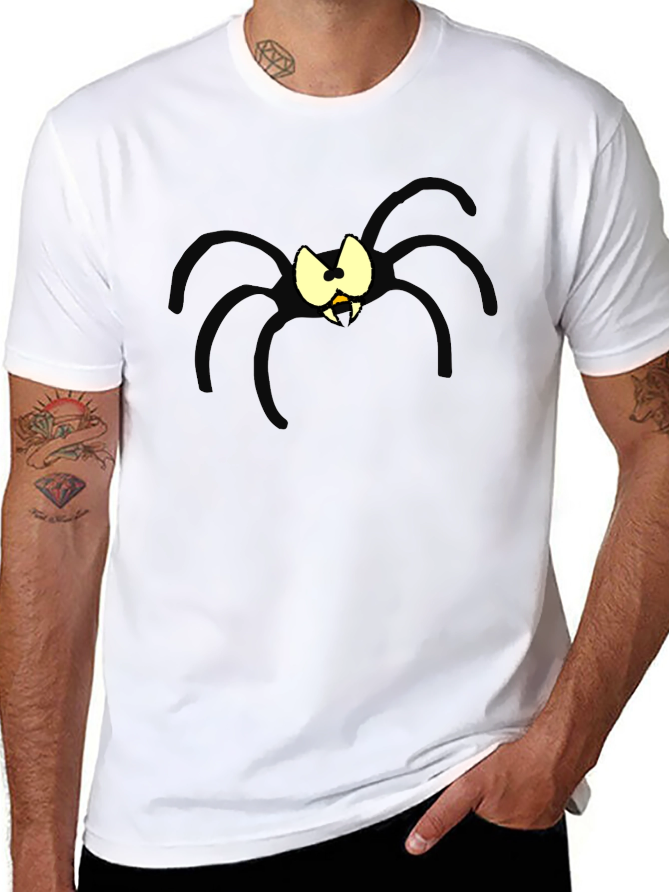 Cartoon Spider Graphic Black T-Shirt
