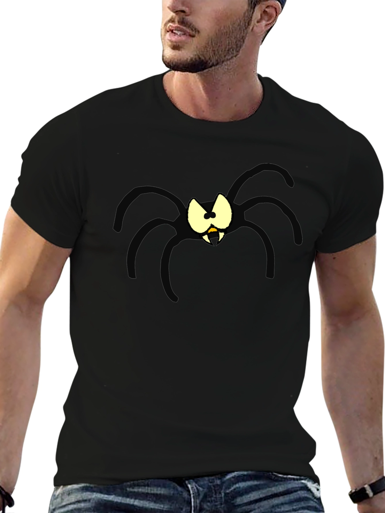 Cartoon Spider Graphic Black T-Shirt