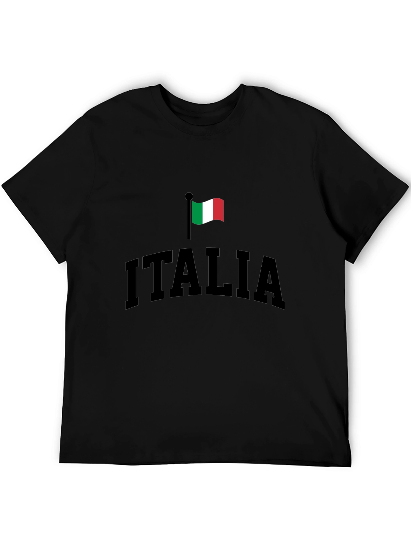 Italia Flag Graphic T-Shirt - Black Cotton Tee