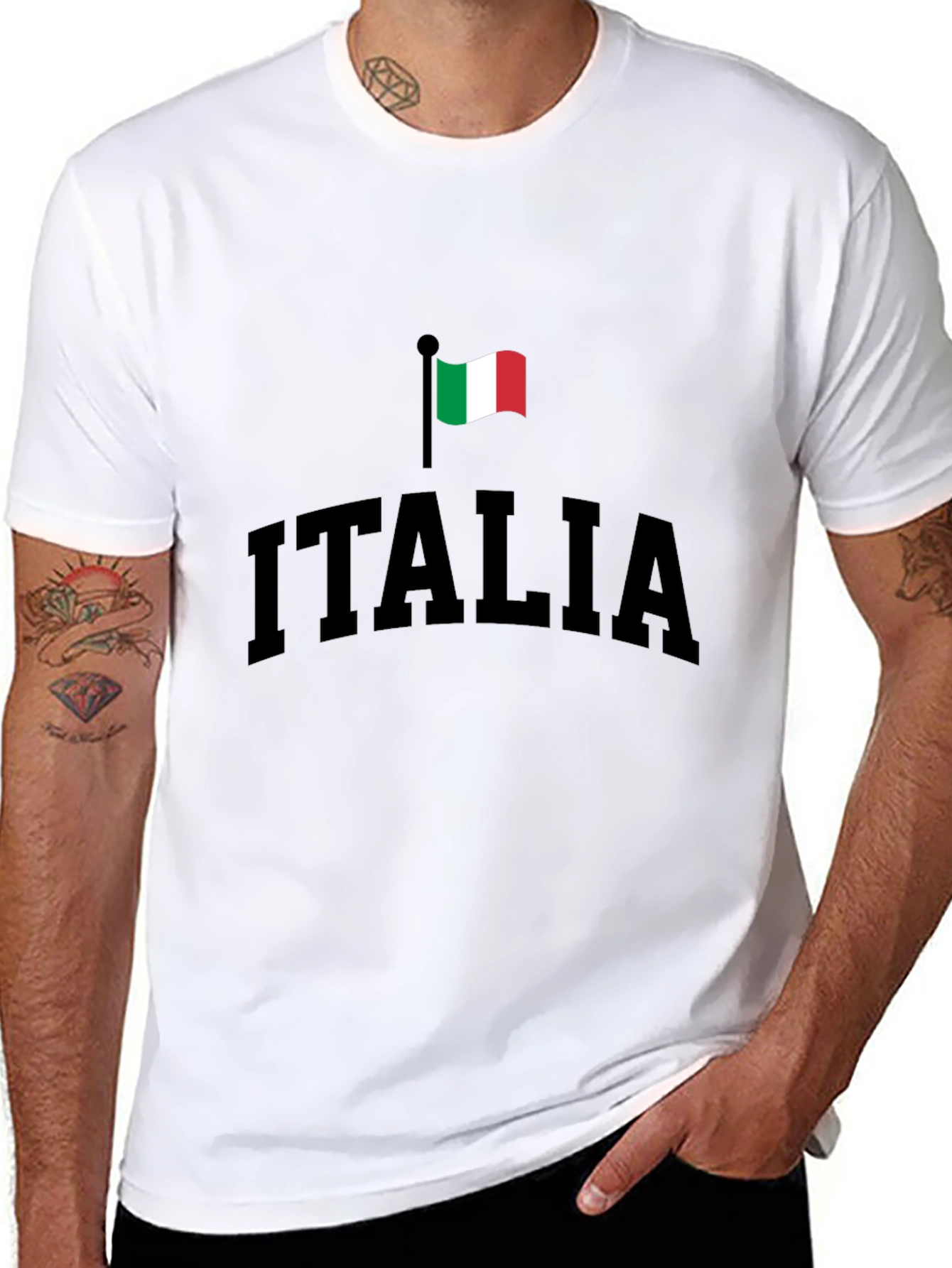 Italia Flag Graphic T-Shirt - Black Cotton Tee