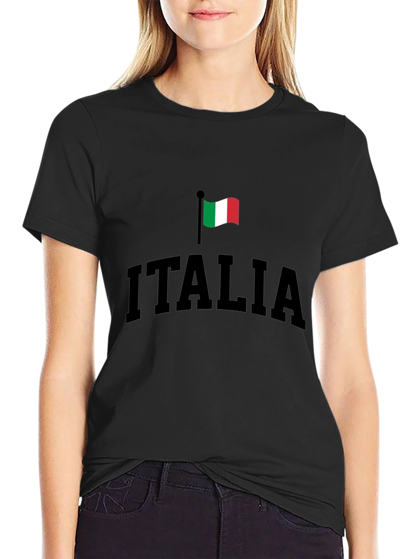 Italia Flag Graphic T-Shirt - Black Cotton Tee