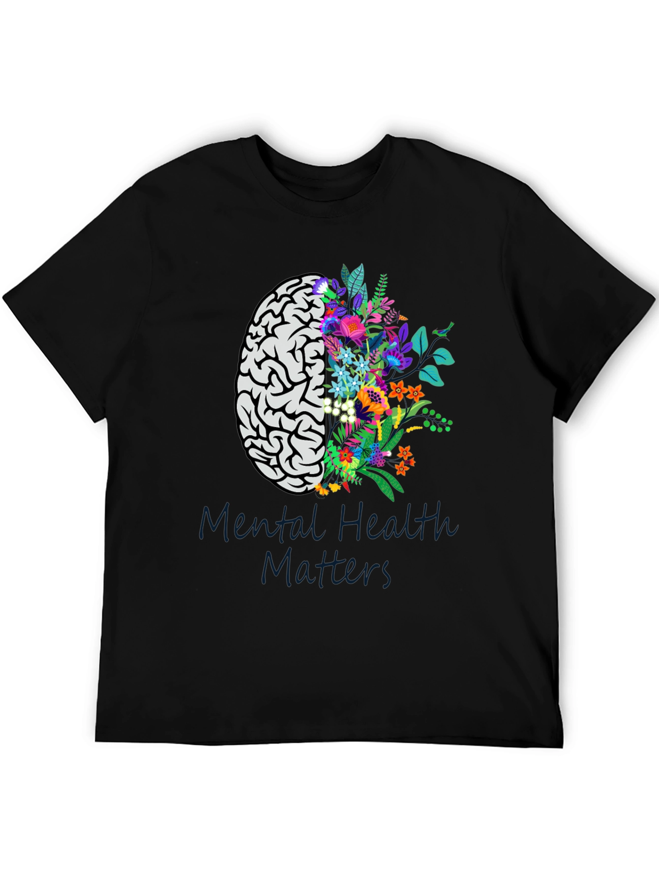 Mental Health Matters Brain & Floral Graphic Tee
