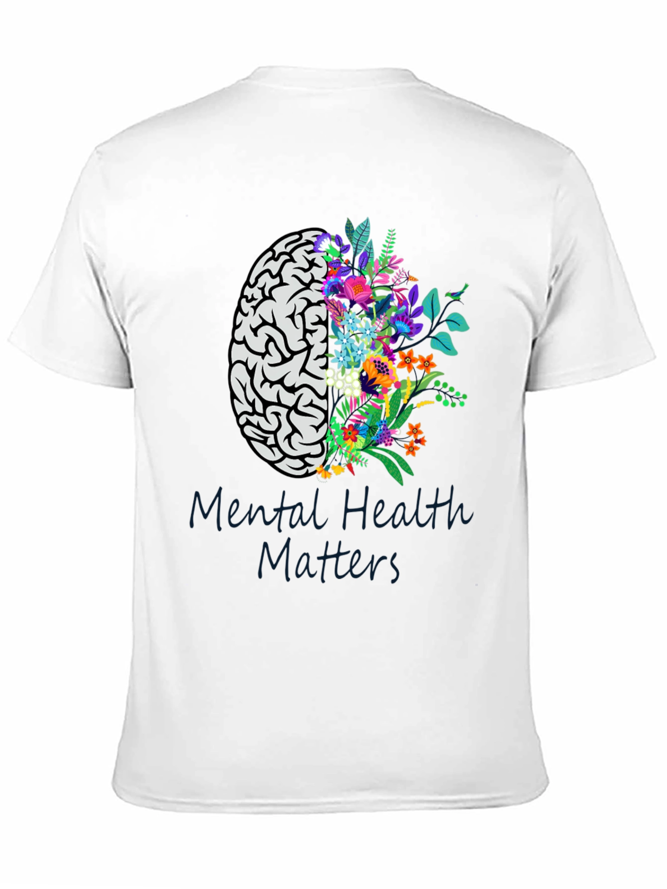 Mental Health Matters Brain & Floral Graphic Tee