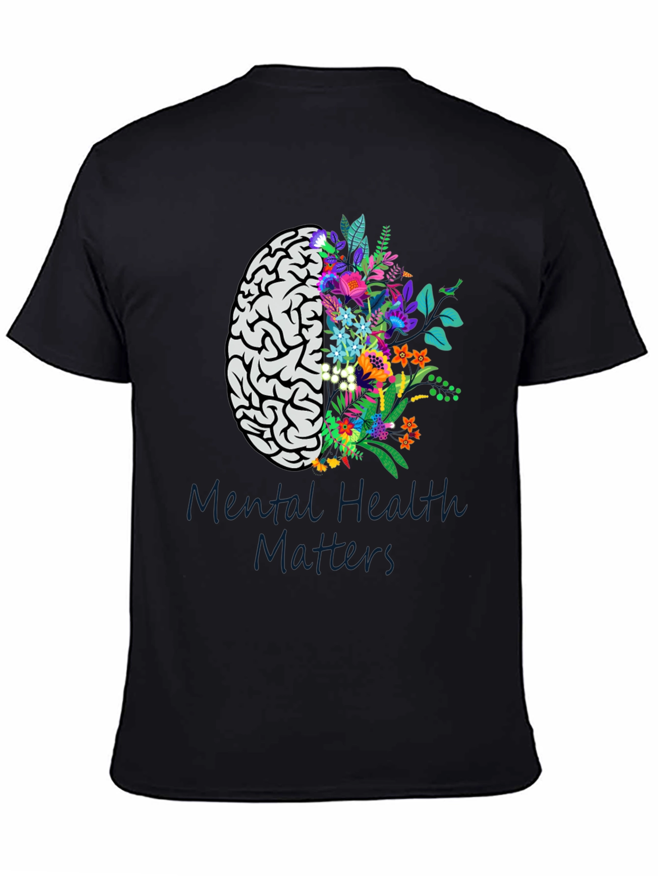 Mental Health Matters Brain & Floral Graphic Tee