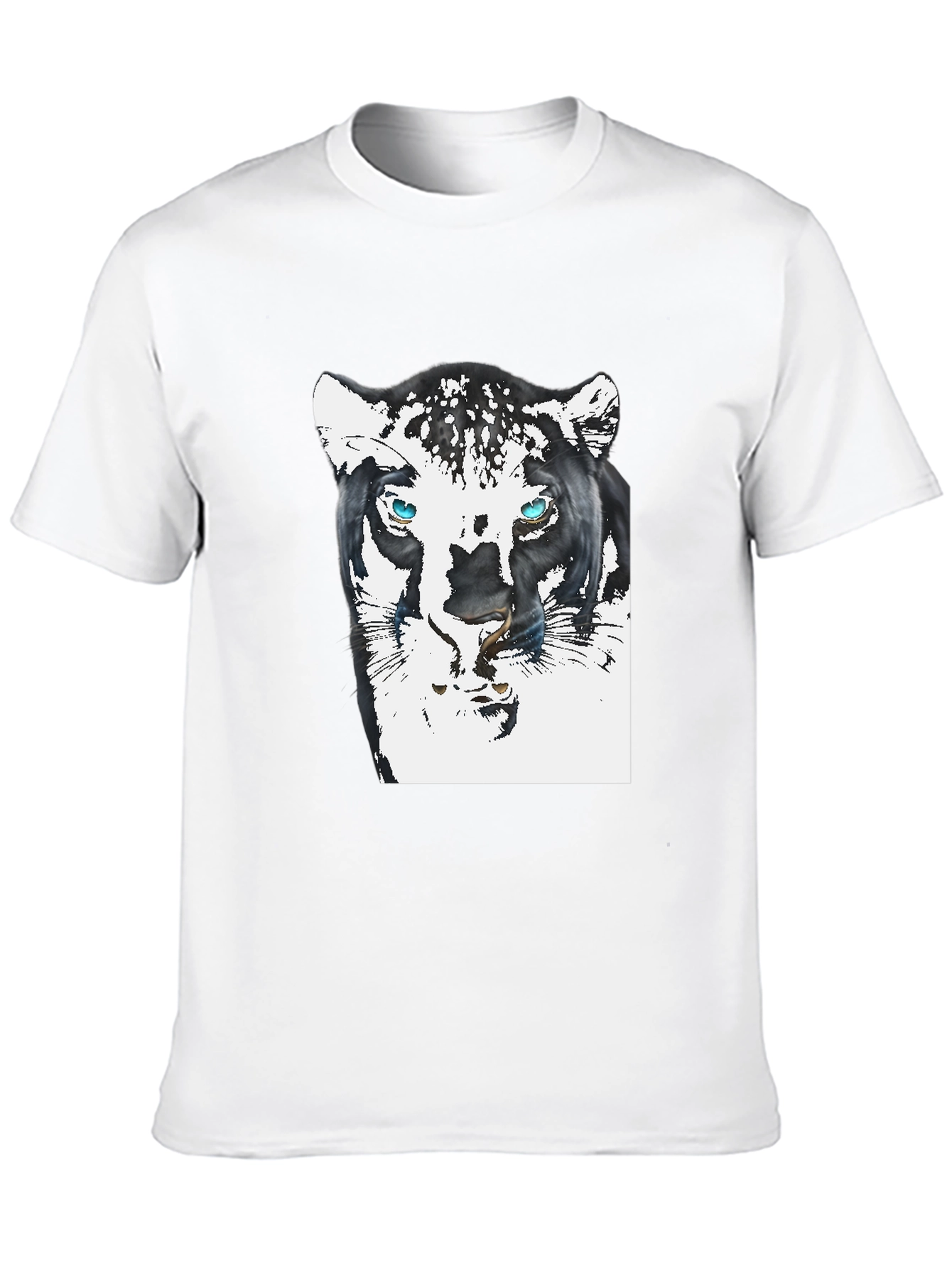 Black T-Shirt with Artistic Jaguar Graphic Print