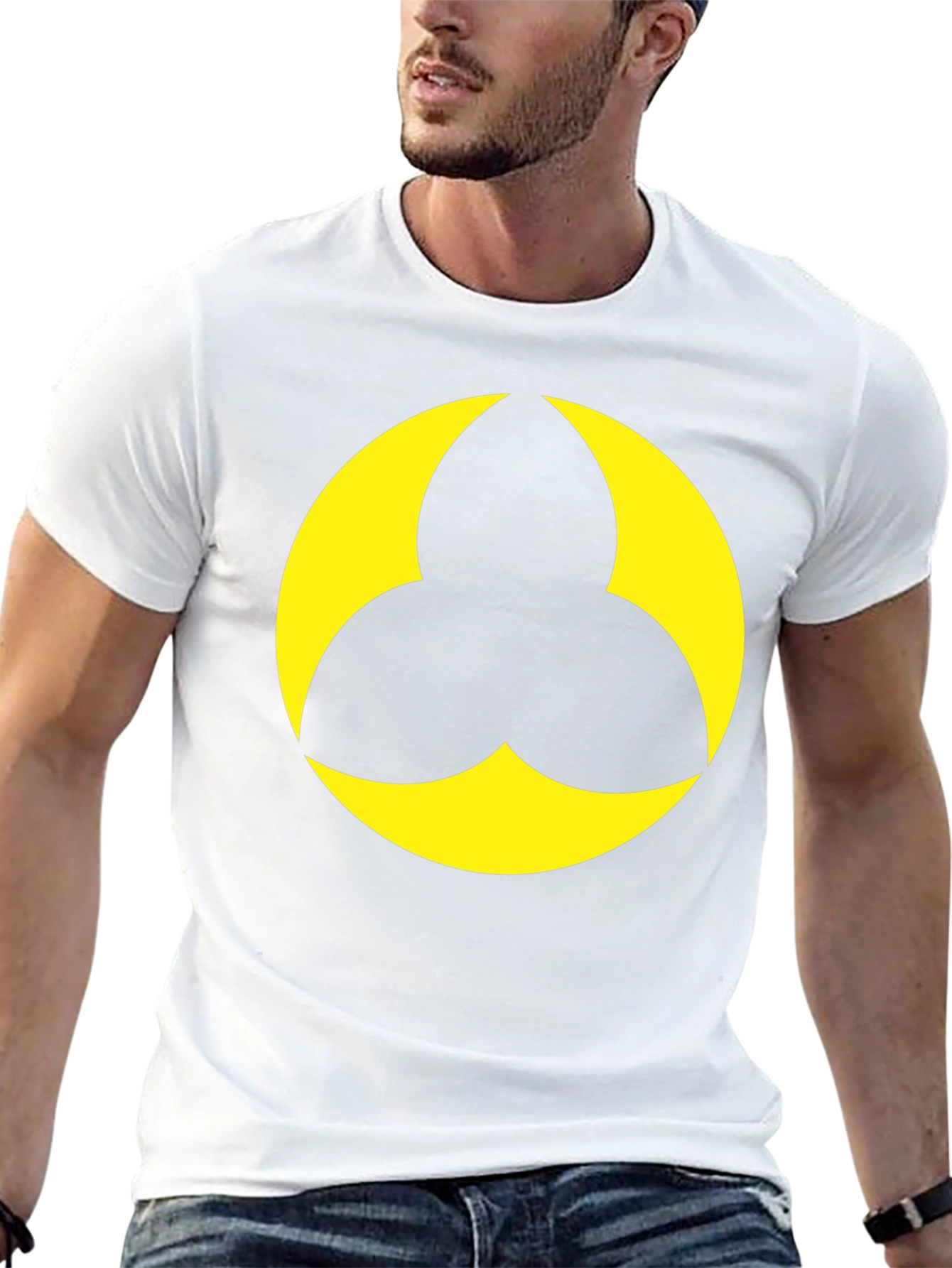 Black T-Shirt with Geometric Yellow Design