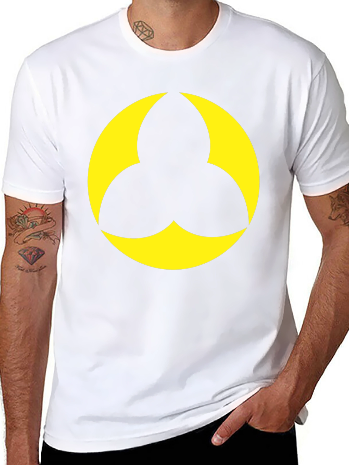 Black T-Shirt with Geometric Yellow Design