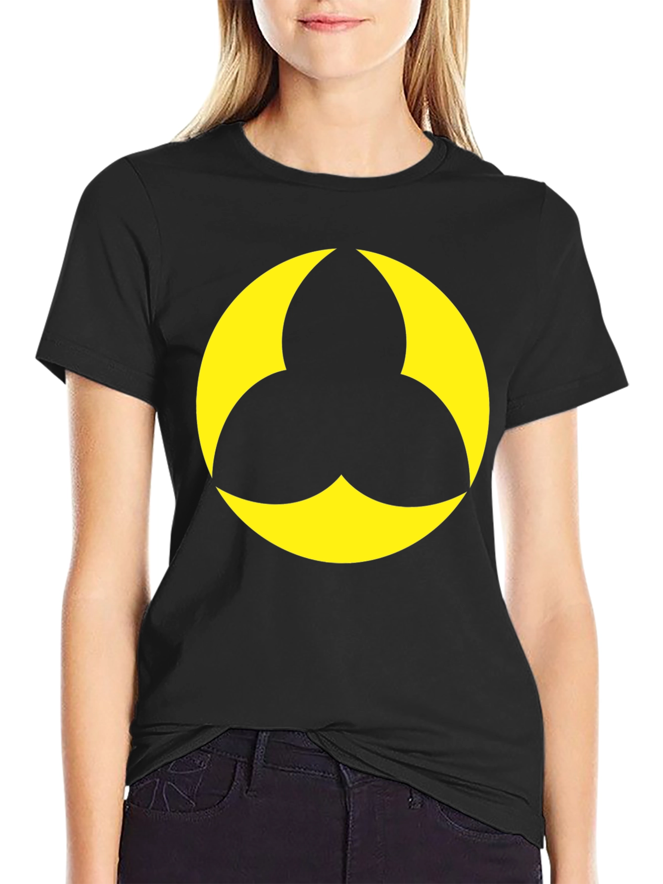 Black T-Shirt with Geometric Yellow Design