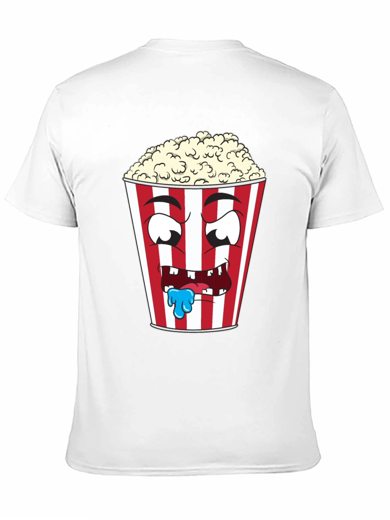 Funny Popcorn Cartoon Graphic Black T-Shirt