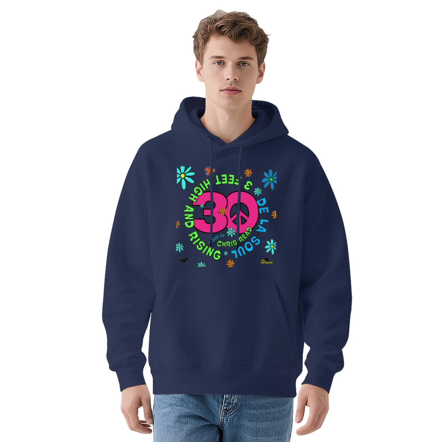 Hippie Floral 30 Peace Sign Hoodie, Vibrant Cozy Style