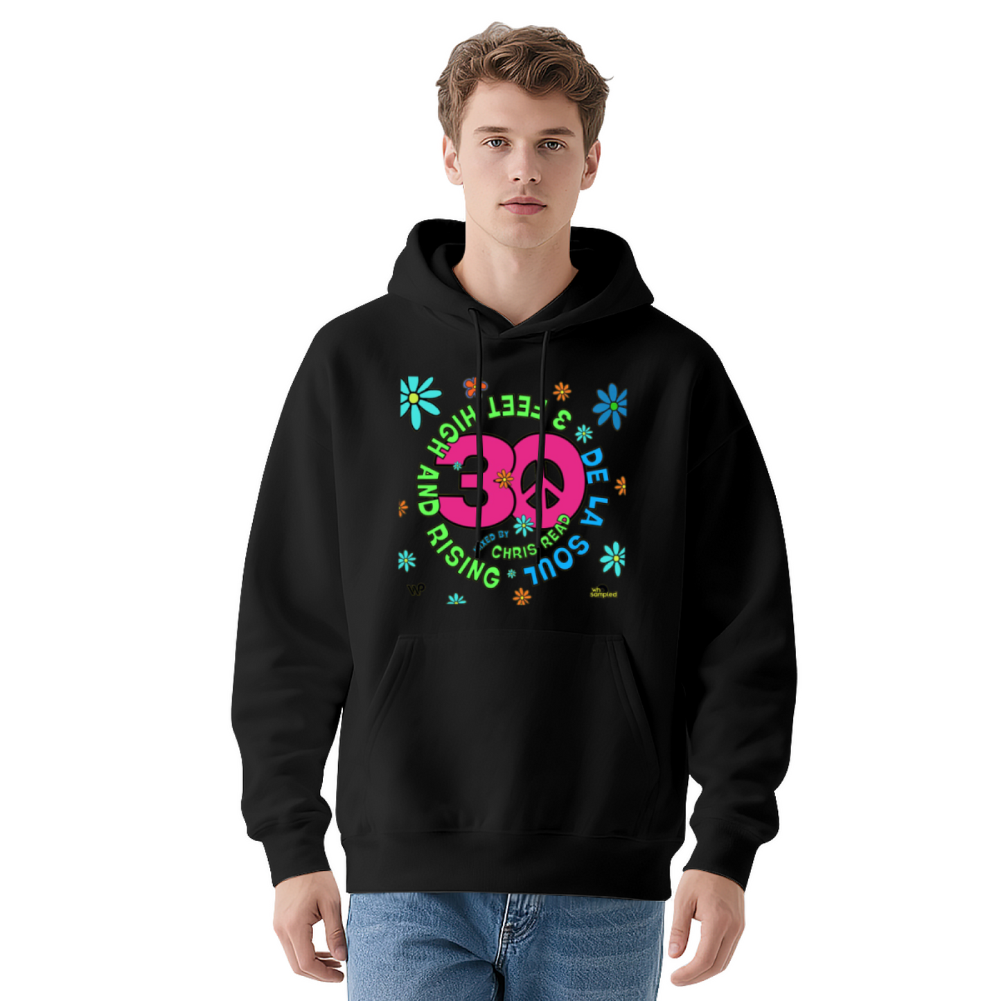 Hippie Floral 30 Peace Sign Hoodie, Vibrant Cozy Style