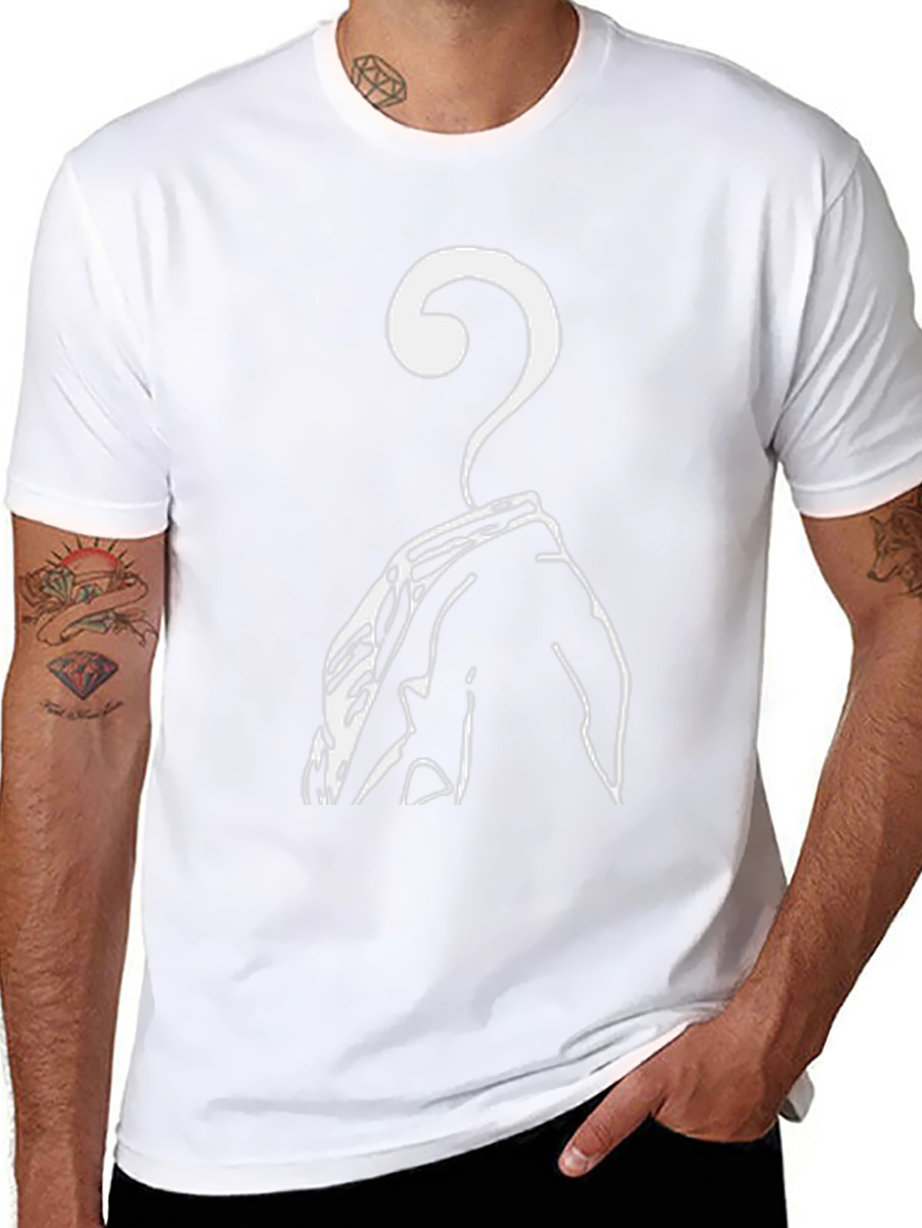 Mens Black T-Shirt with Question Mark Design