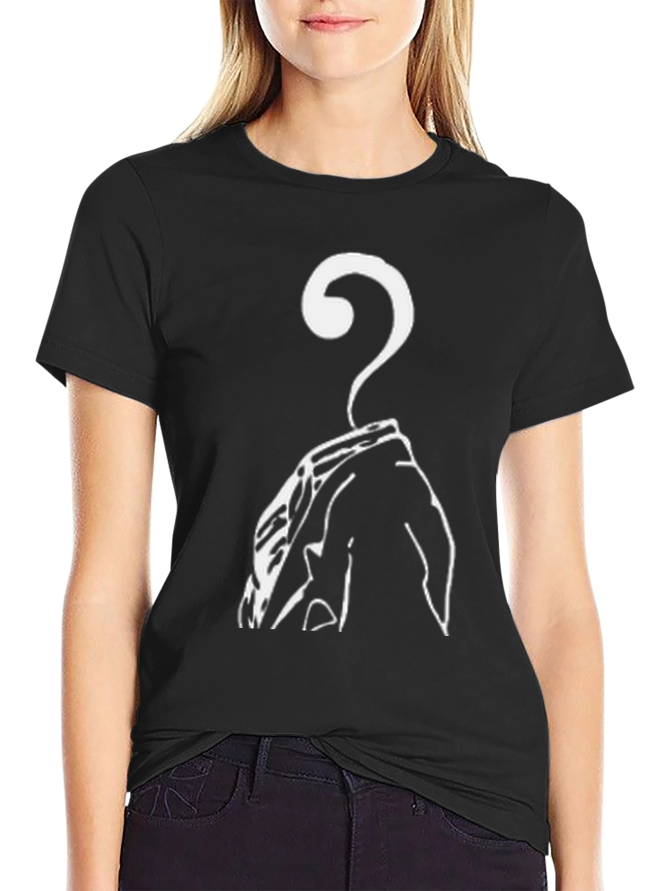 Mens Black T-Shirt with Question Mark Design