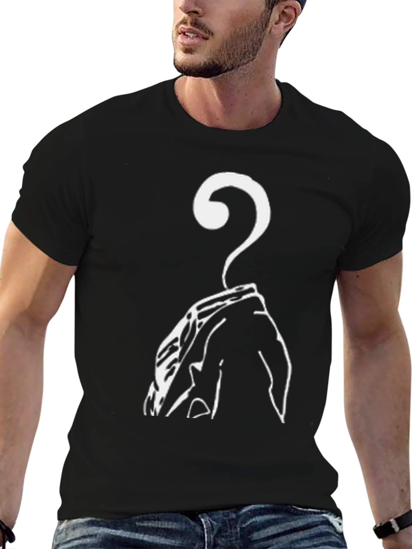 Mens Black T-Shirt with Question Mark Design