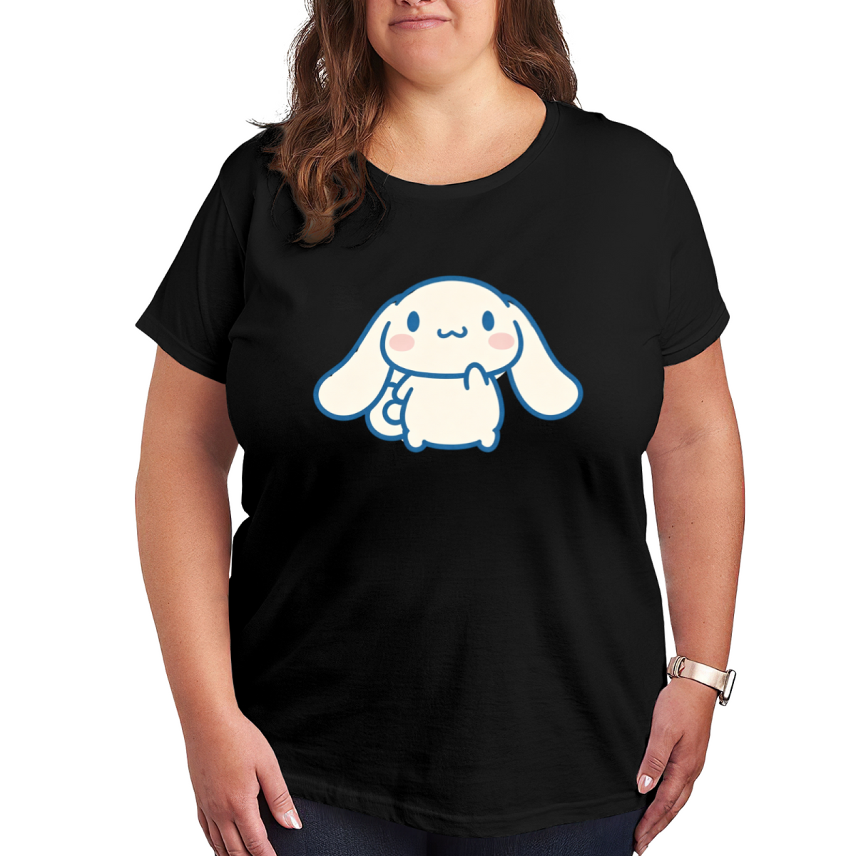 Cute Cinnamoroll Thinking Pose Plus Size Women Graphic Tee
