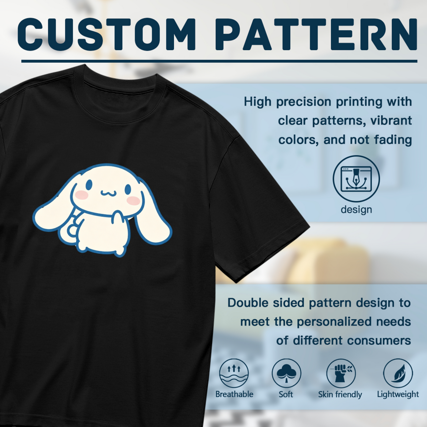 Cute Cinnamoroll Thinking Pose Plus Size Women Graphic Tee