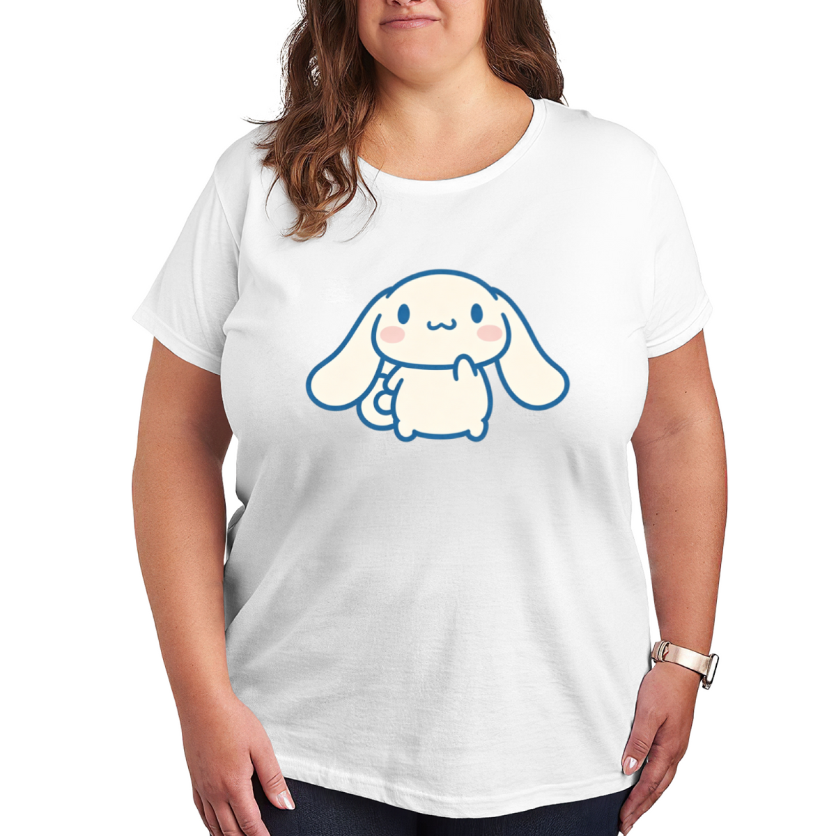 Cute Cinnamoroll Thinking Pose Plus Size Women Graphic Tee