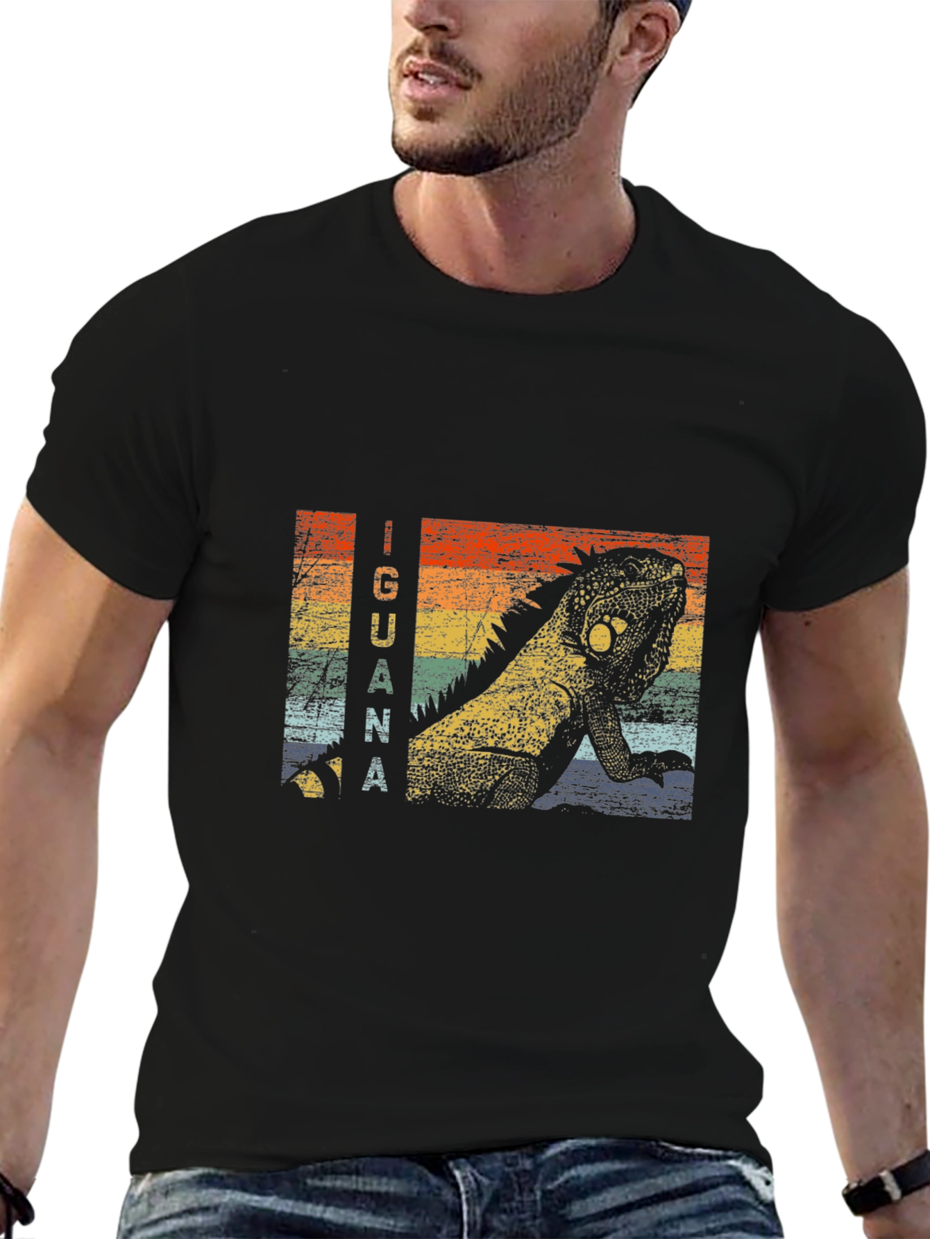 Retro Iguana Graphic Tee - Black T-Shirt