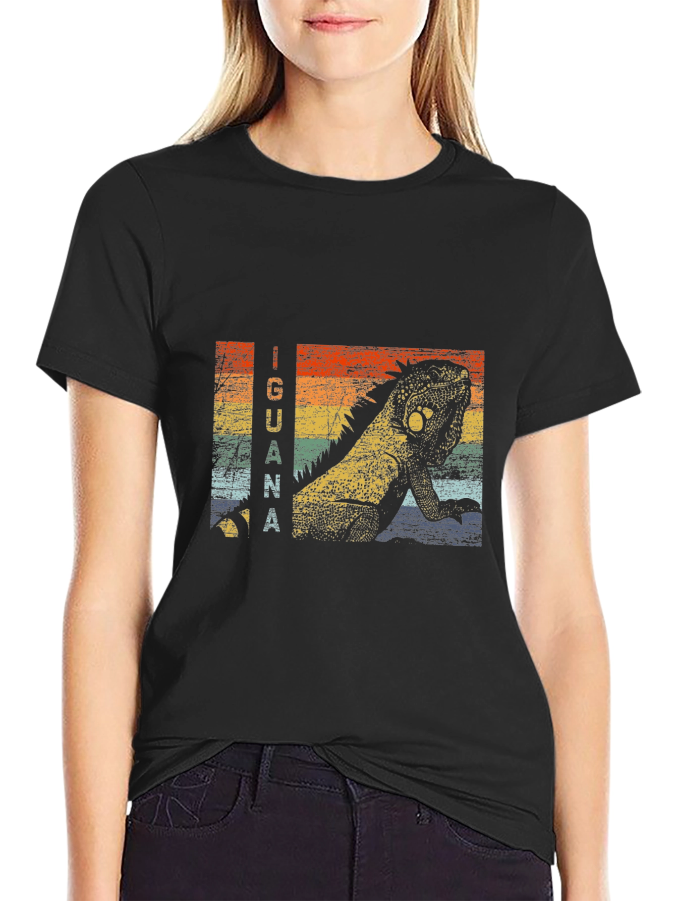 Retro Iguana Graphic Tee - Black T-Shirt