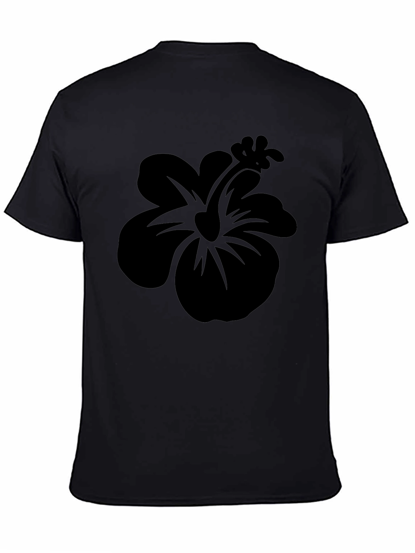 Black Hibiscus Flower Graphic T-Shirt