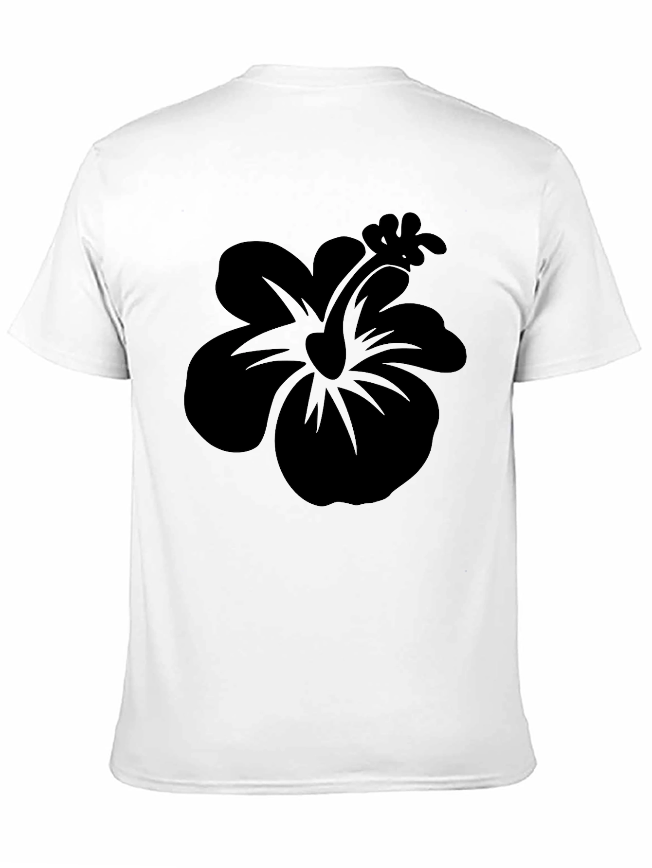Black Hibiscus Flower Graphic T-Shirt