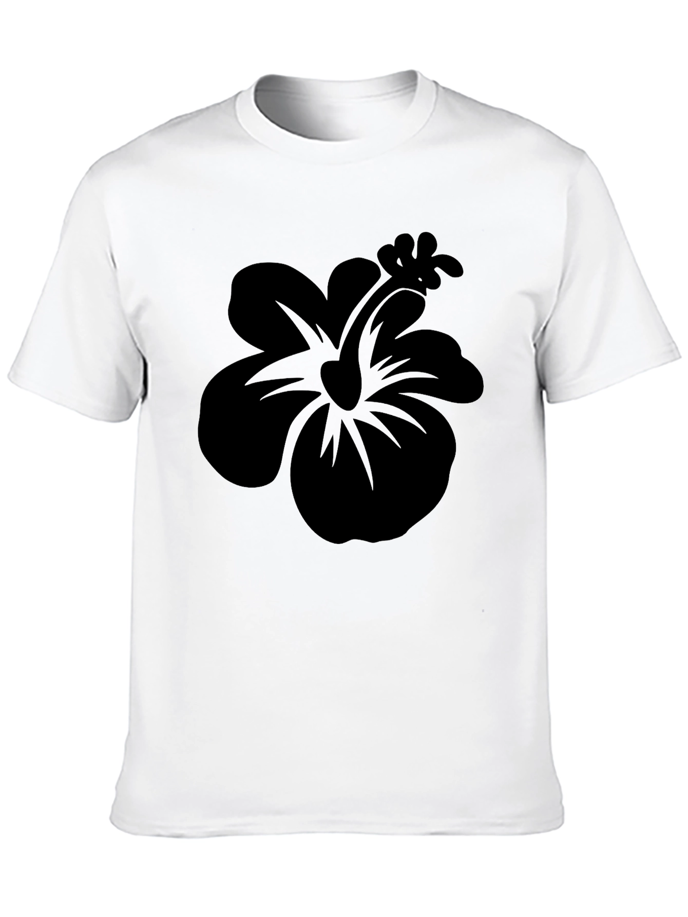 Black Hibiscus Flower Graphic T-Shirt