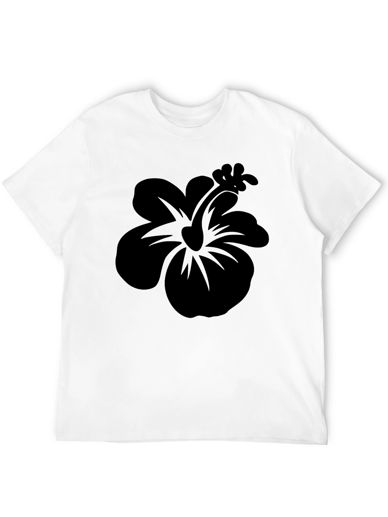 Black Hibiscus Flower Graphic T-Shirt