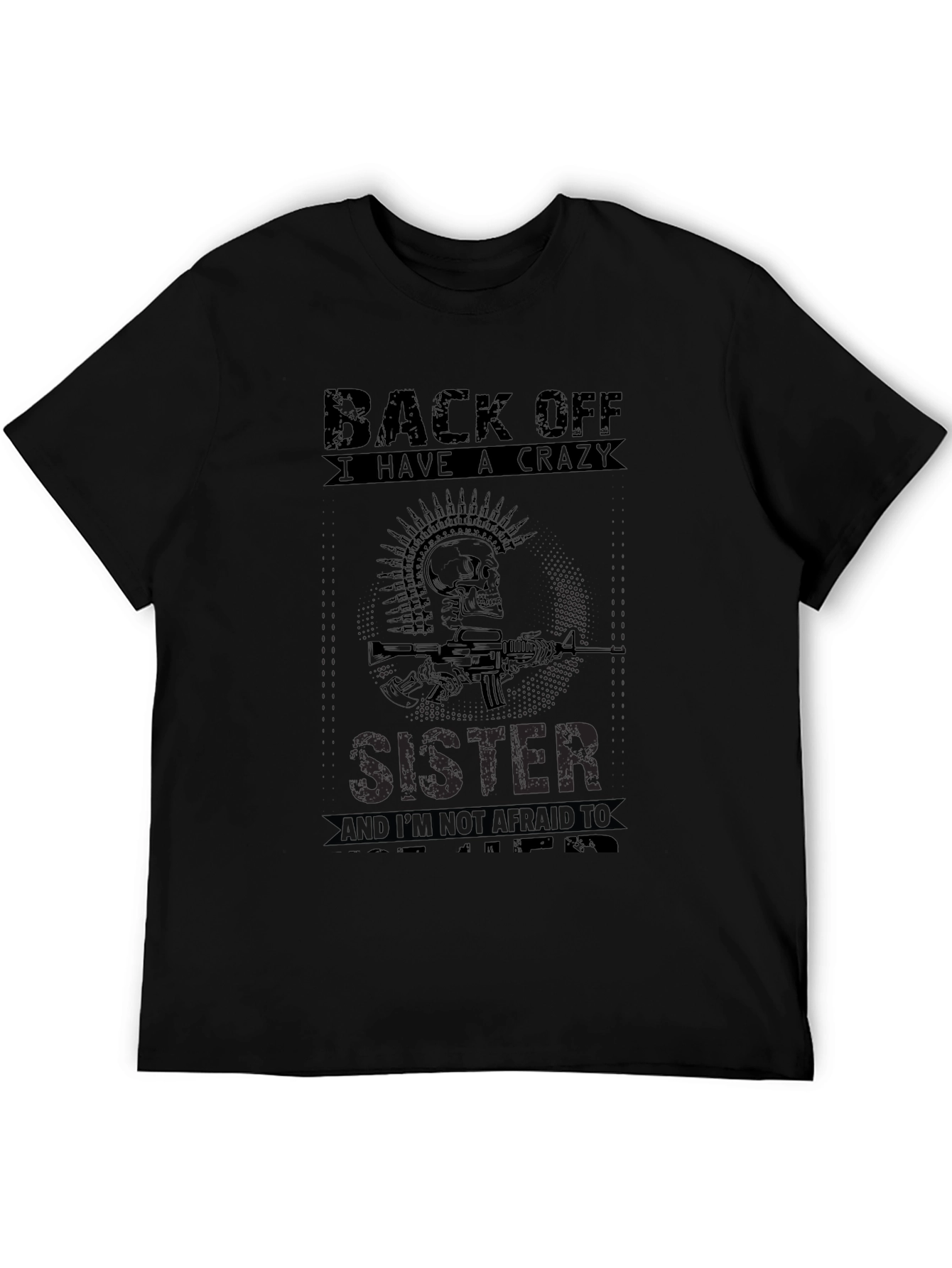 Crazy Sister T-Shirt - Skull & Gun Design