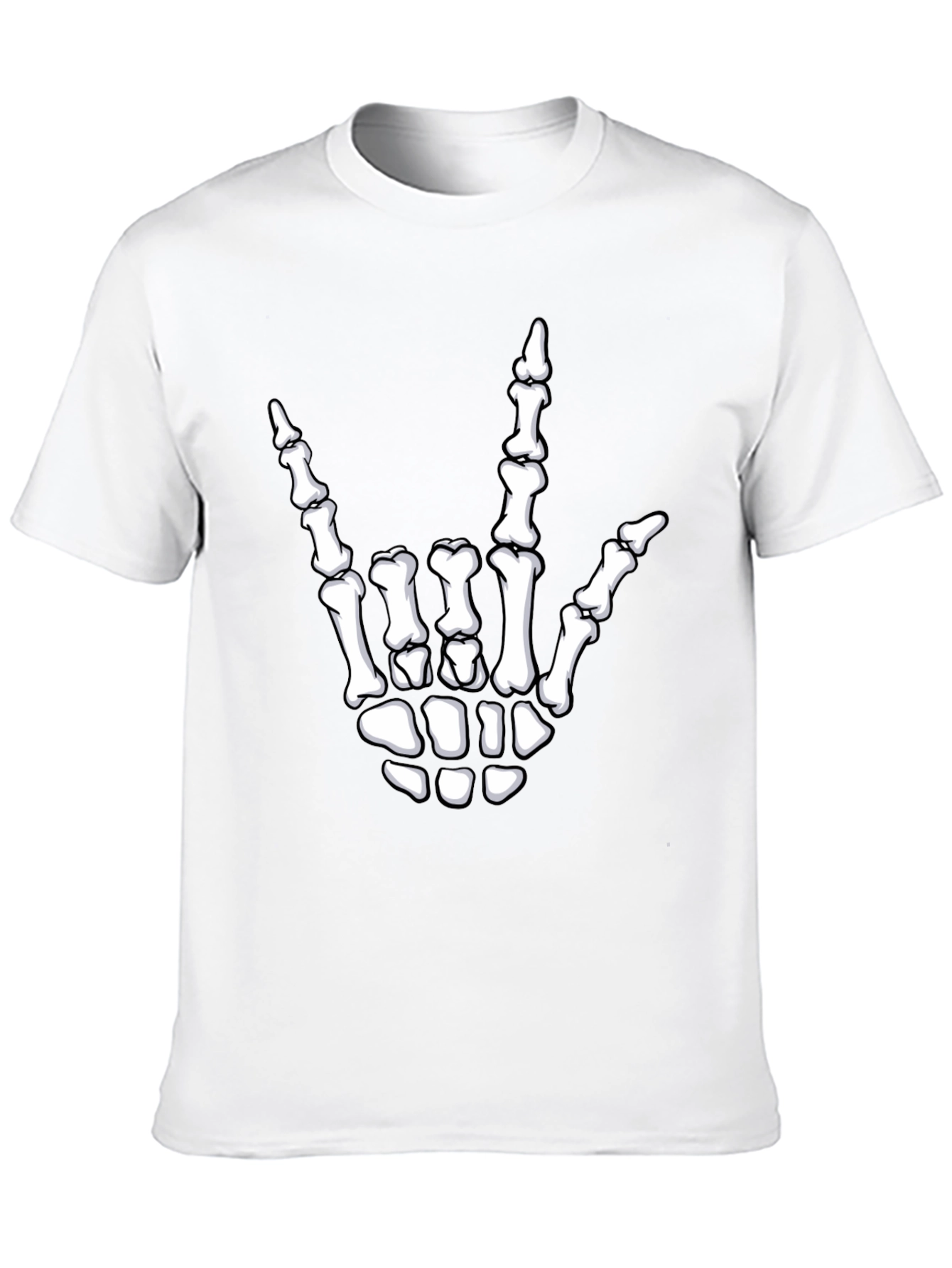 Rock On Skeleton Hand Graphic Tee - Black