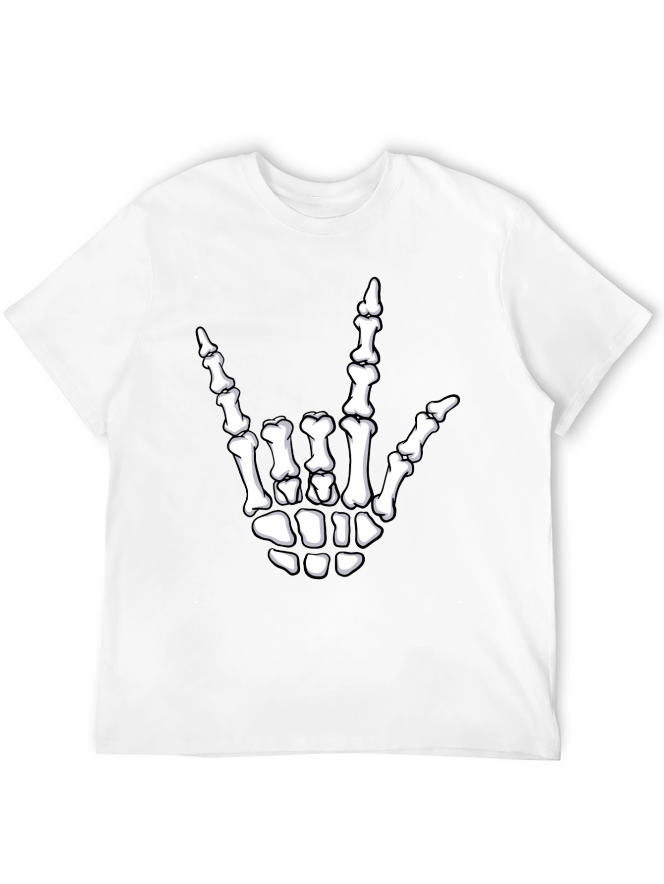 Rock On Skeleton Hand Graphic Tee - Black