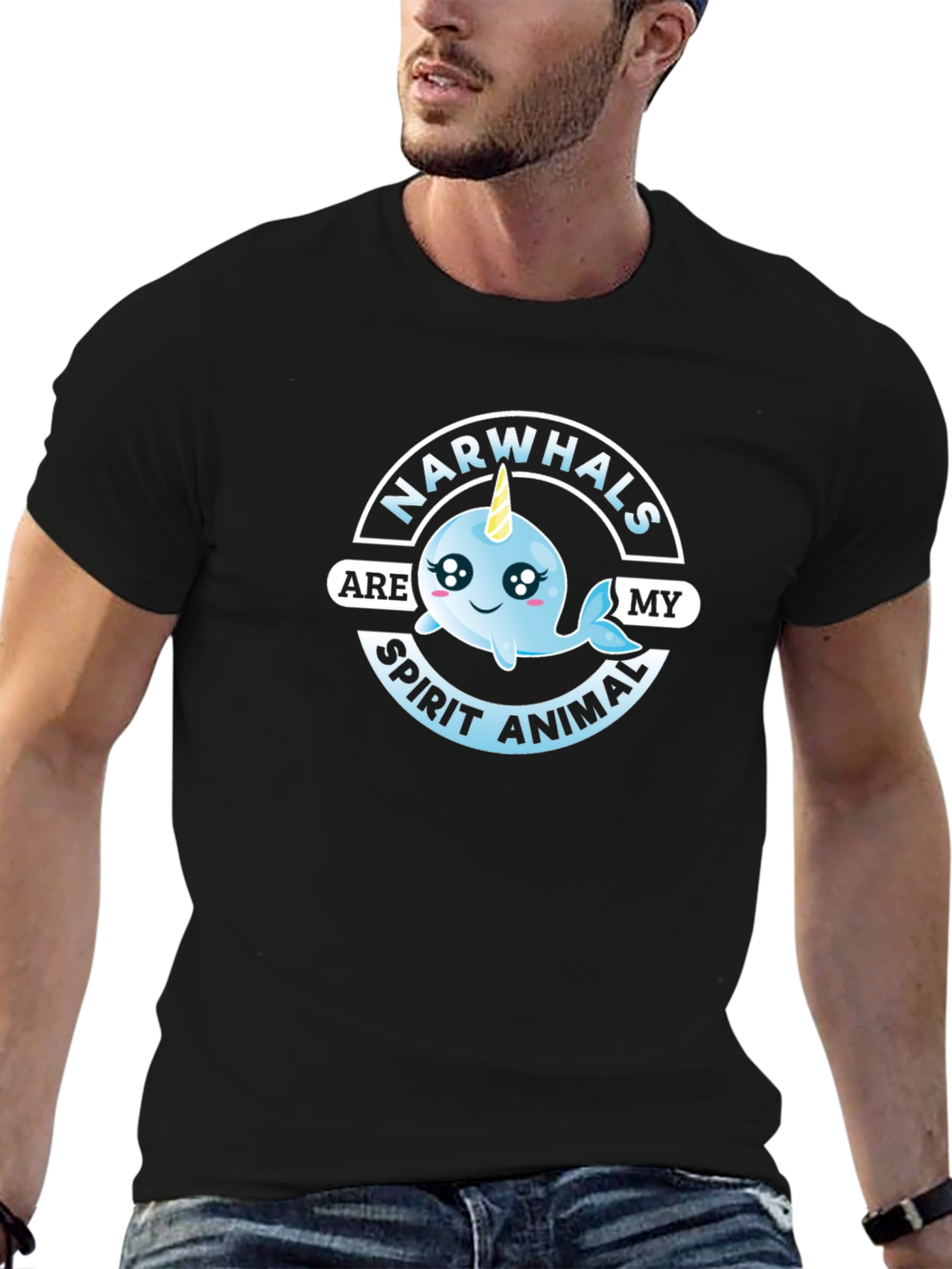 Narwhals Are My Spirit Animal Black T-Shirt