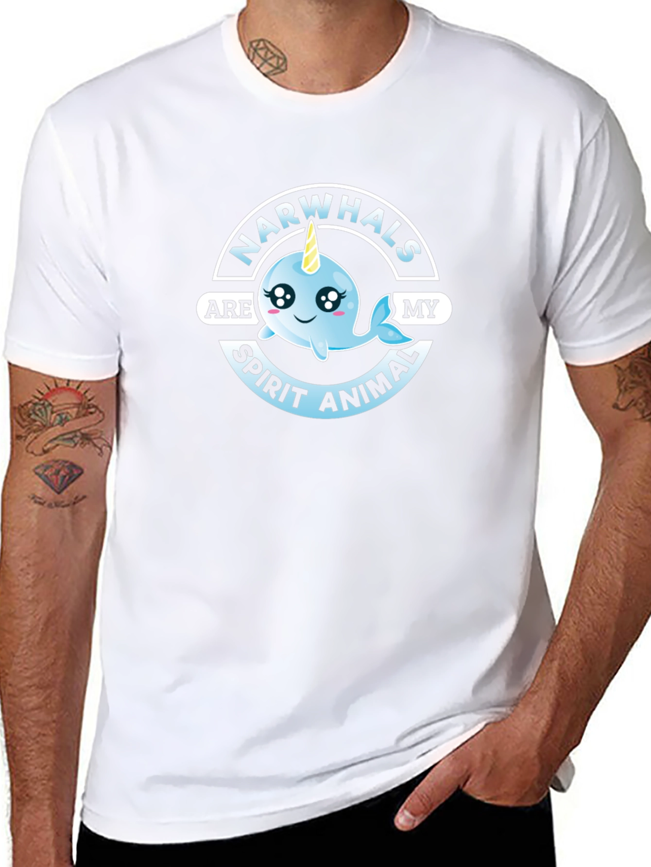 Narwhals Are My Spirit Animal Black T-Shirt