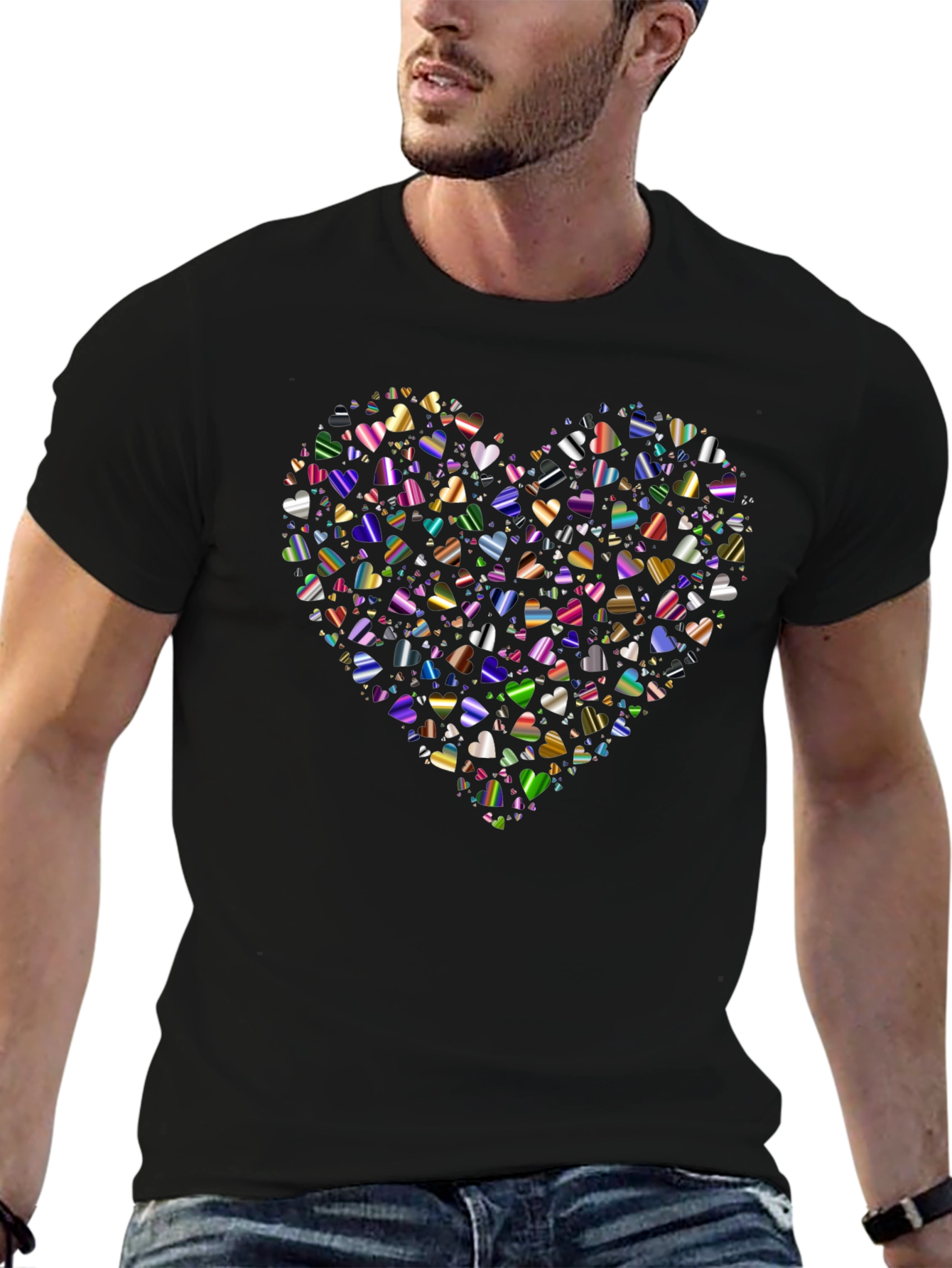Heart of Hearts Black Graphic T-Shirt