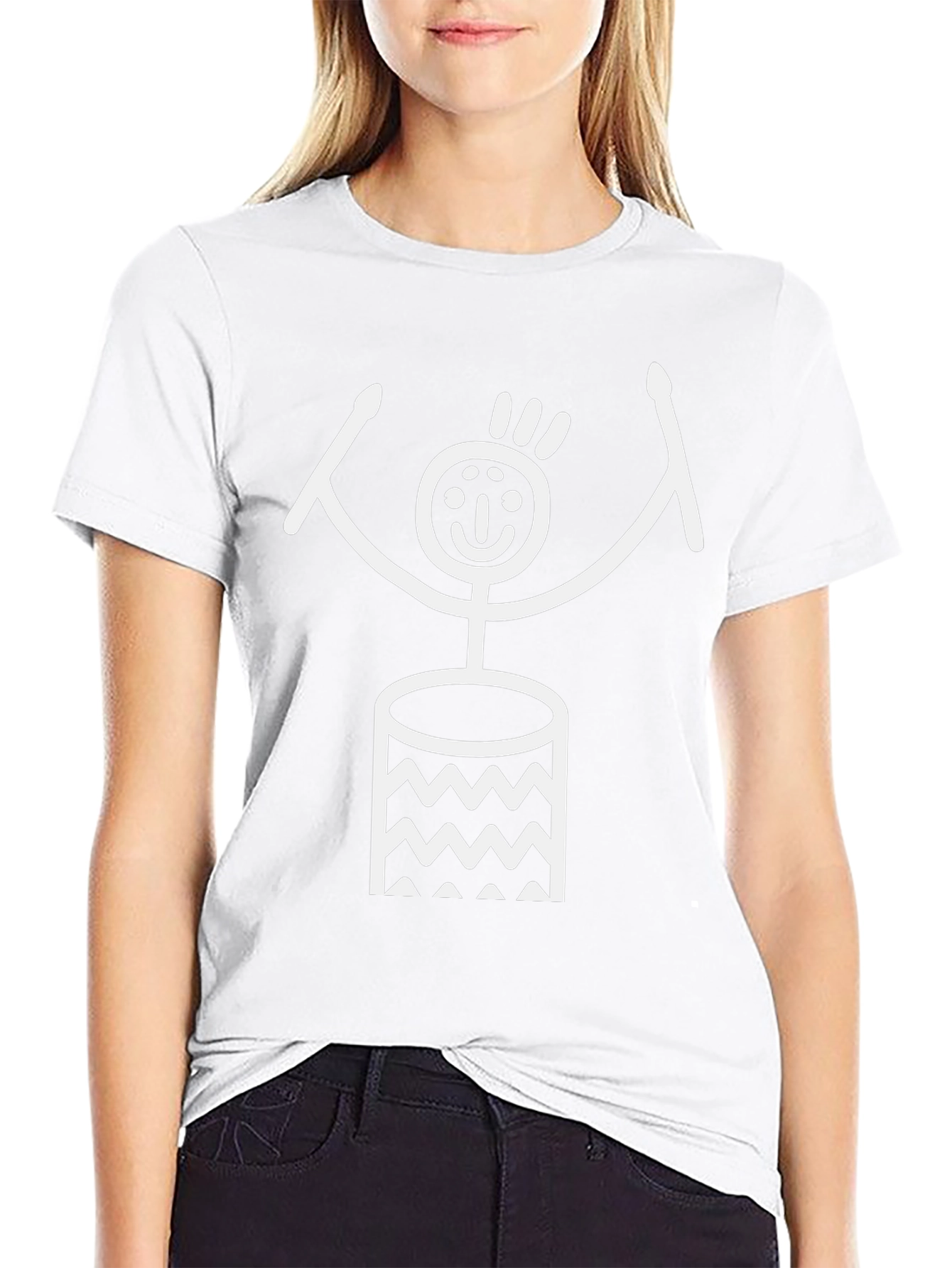 Drummer Stick Figure Black T-Shirt