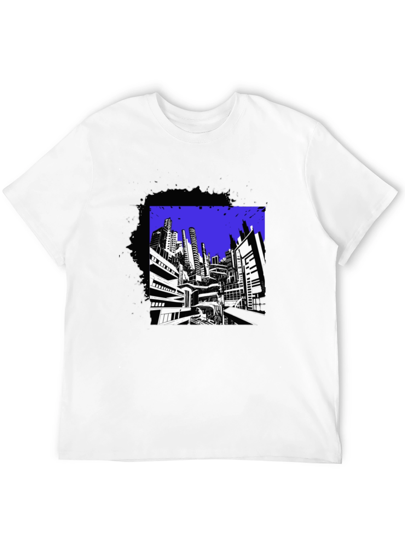 Urban Graphic Tee - Black Contemporary Cityscape Design