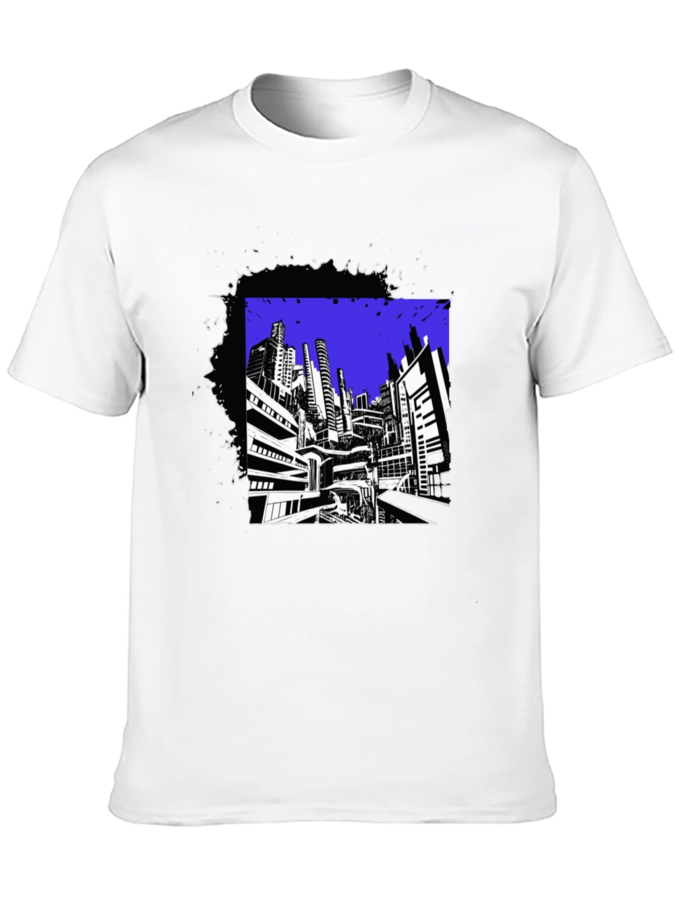 Urban Graphic Tee - Black Contemporary Cityscape Design