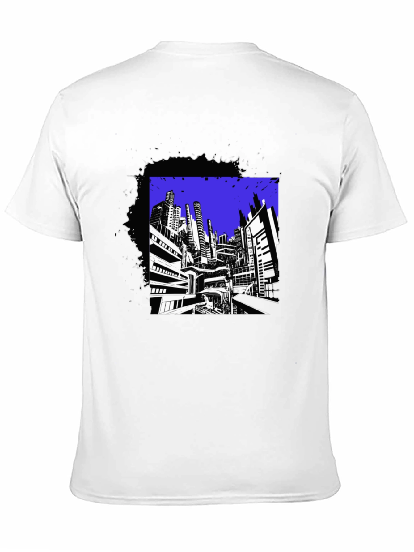 Urban Graphic Tee - Black Contemporary Cityscape Design