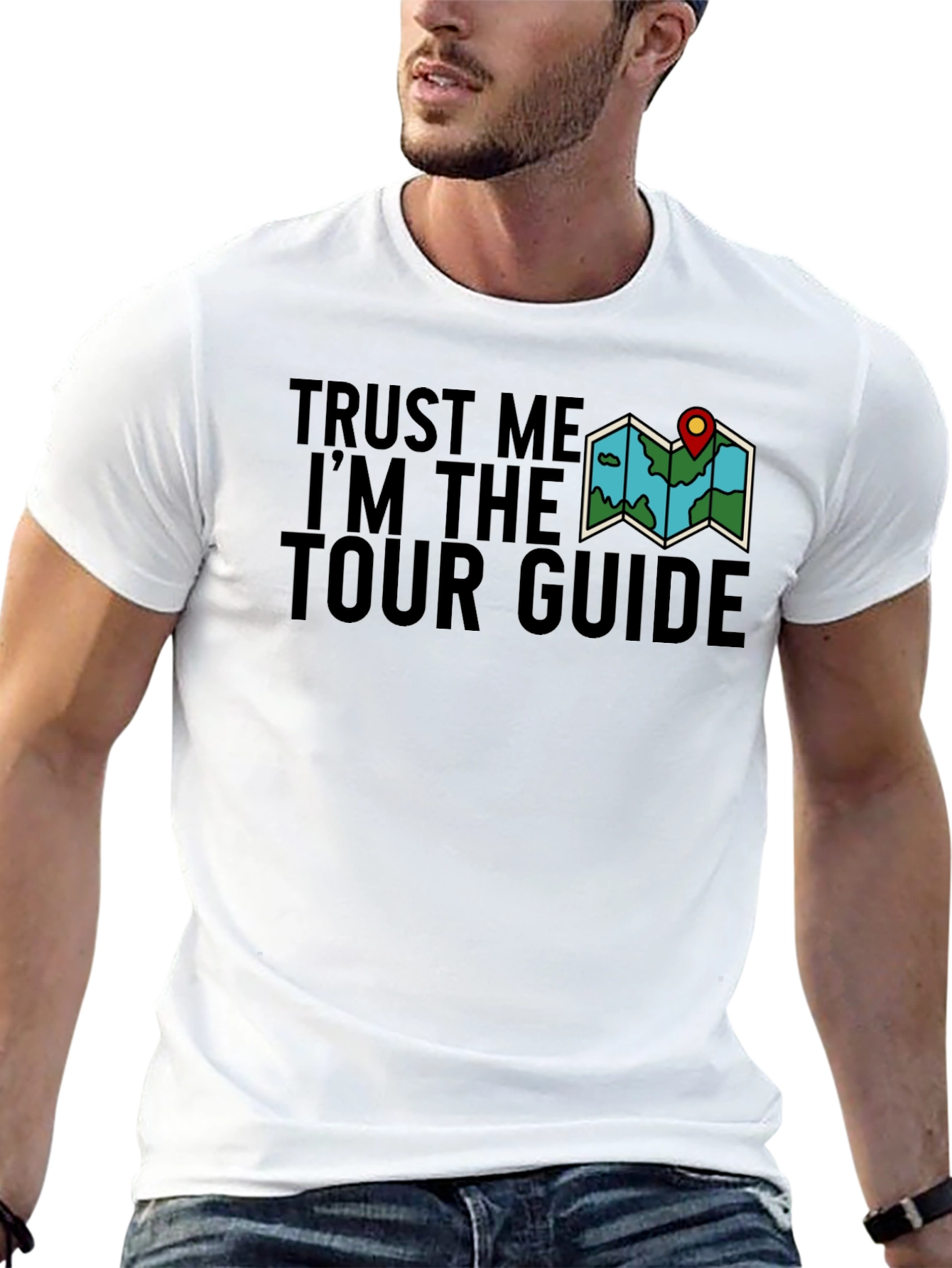 Trust Me Im The Tour Guide Black Graphic Tee