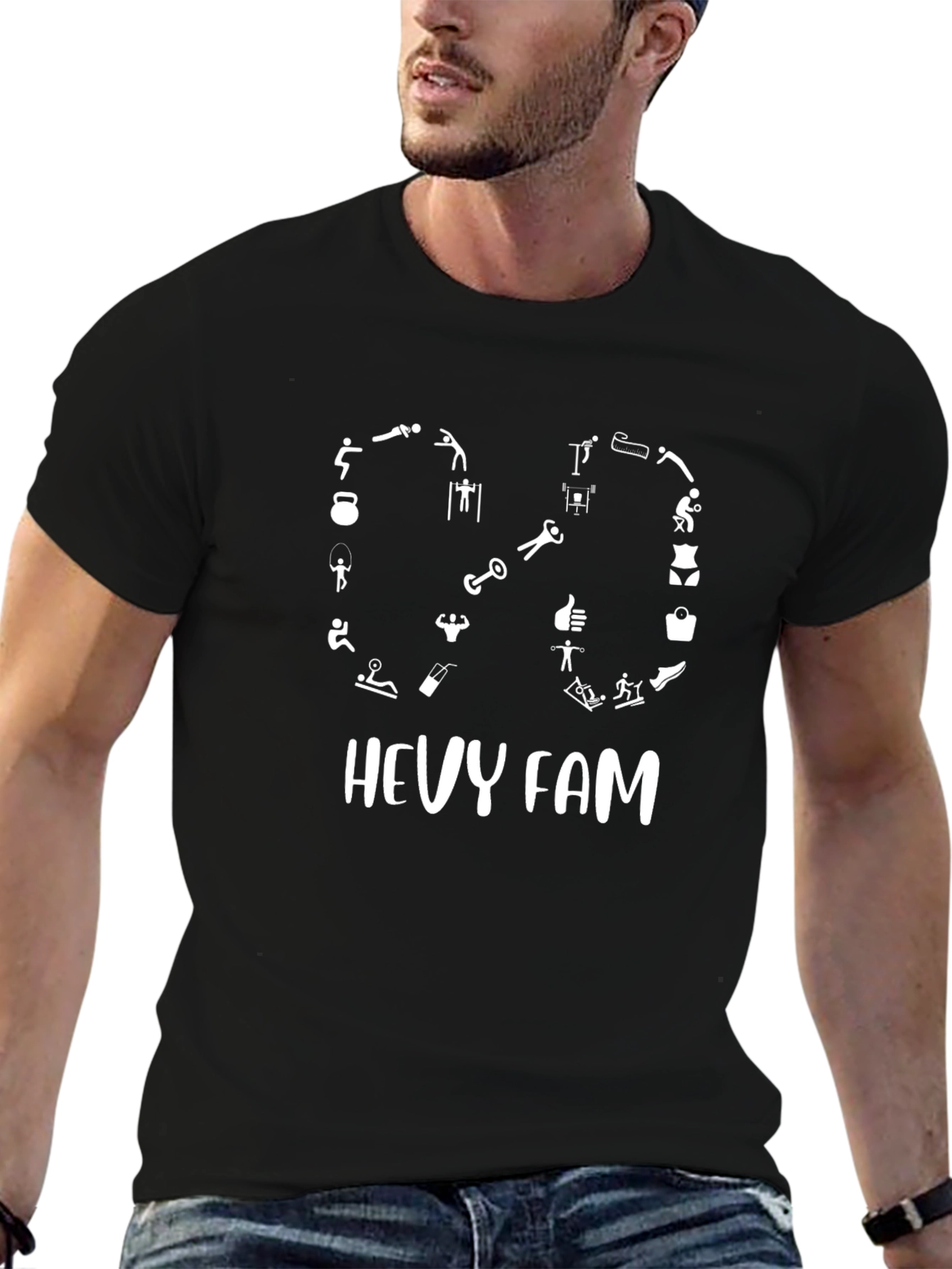 Hevy Fam Fitness T-Shirt - Black Graphic Tee