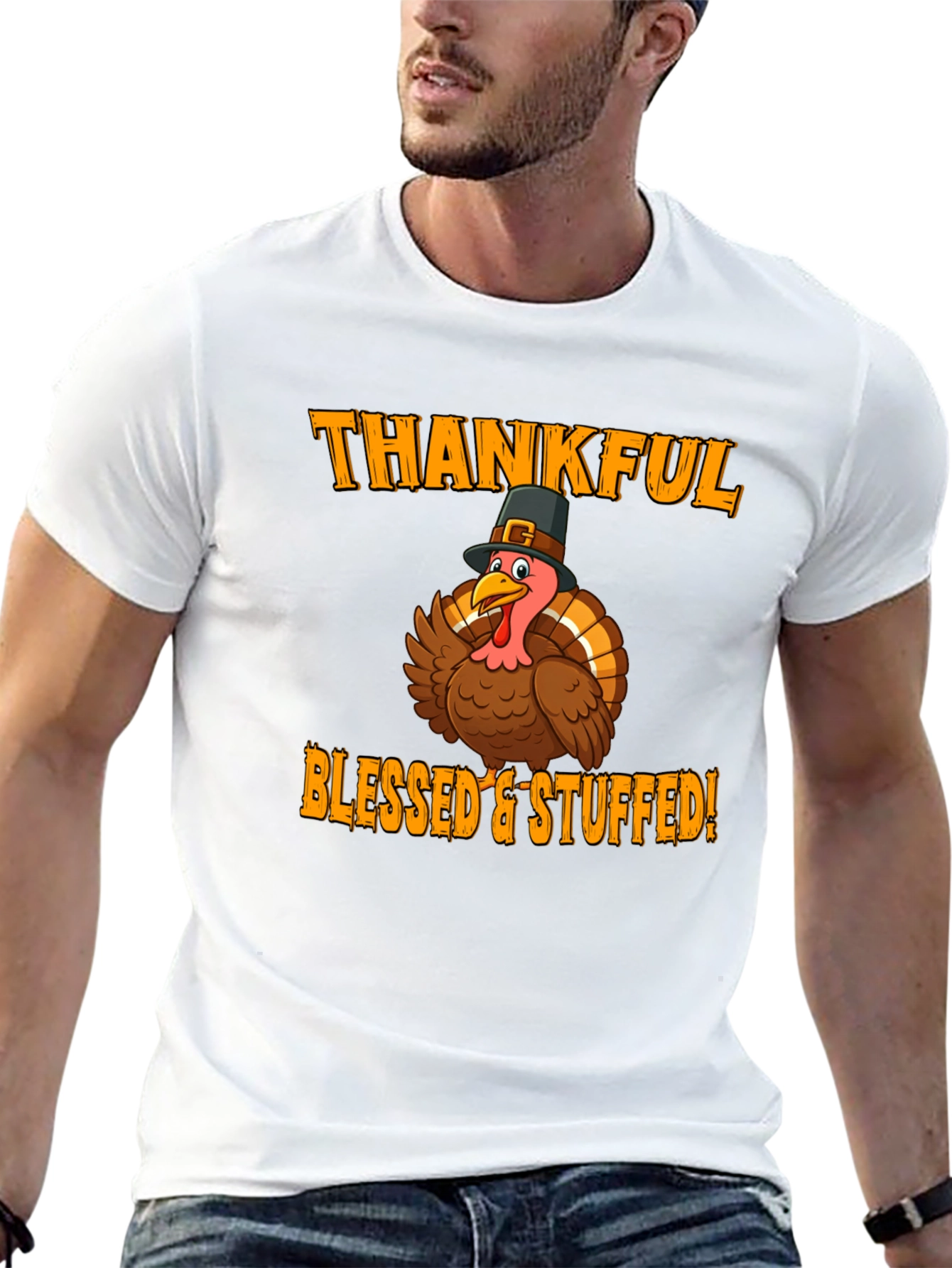 Thankful Blessed & Stuffed Turkey T-Shirt