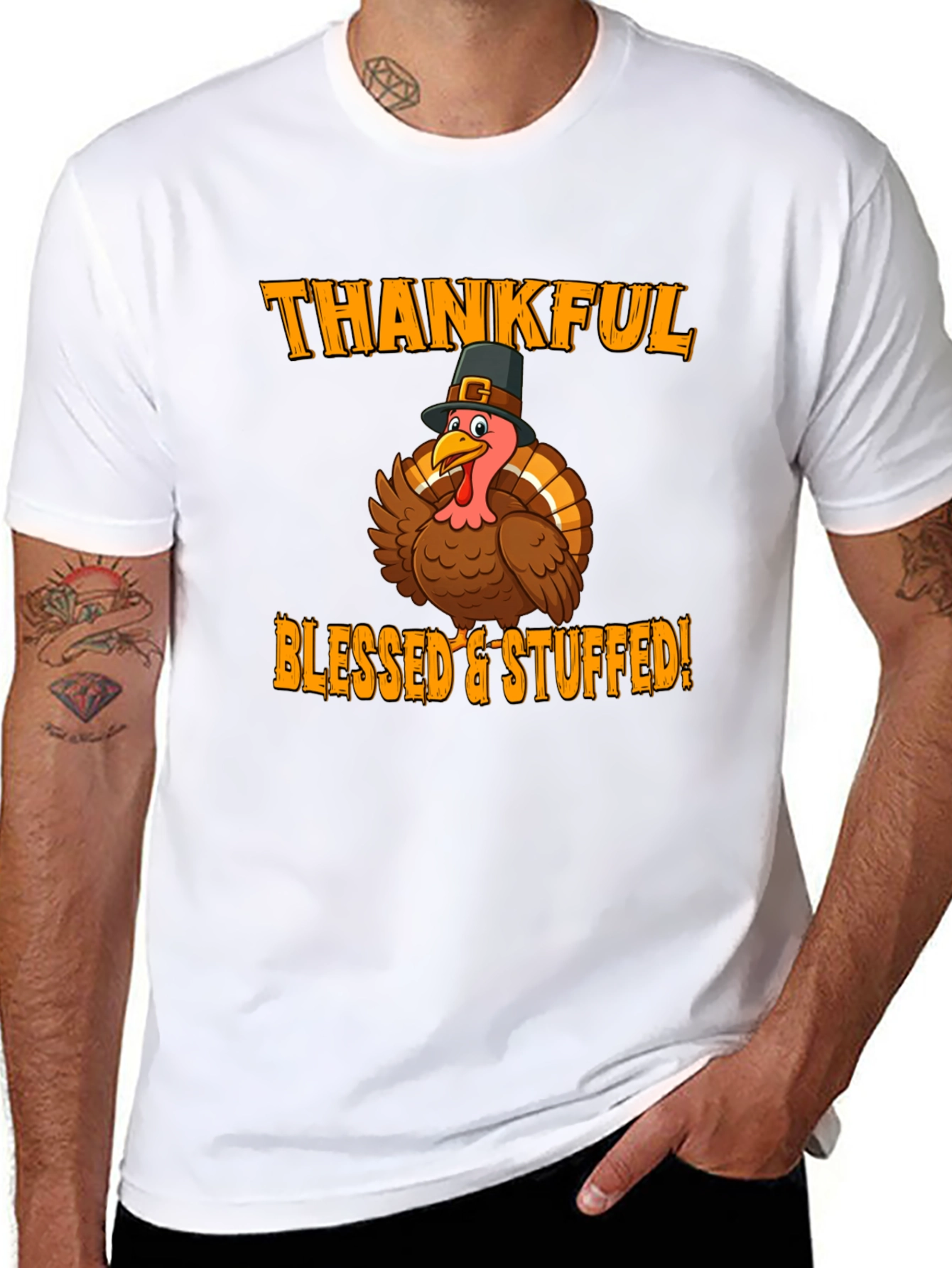 Thankful Blessed & Stuffed Turkey T-Shirt