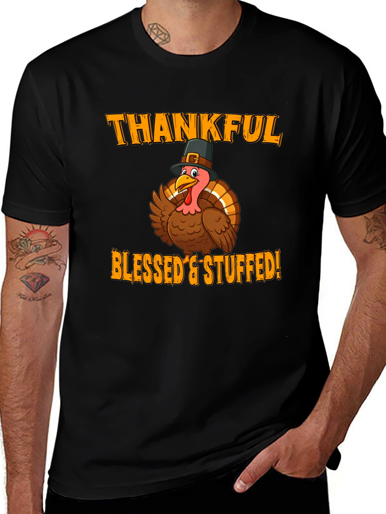 Thankful Blessed & Stuffed Turkey T-Shirt