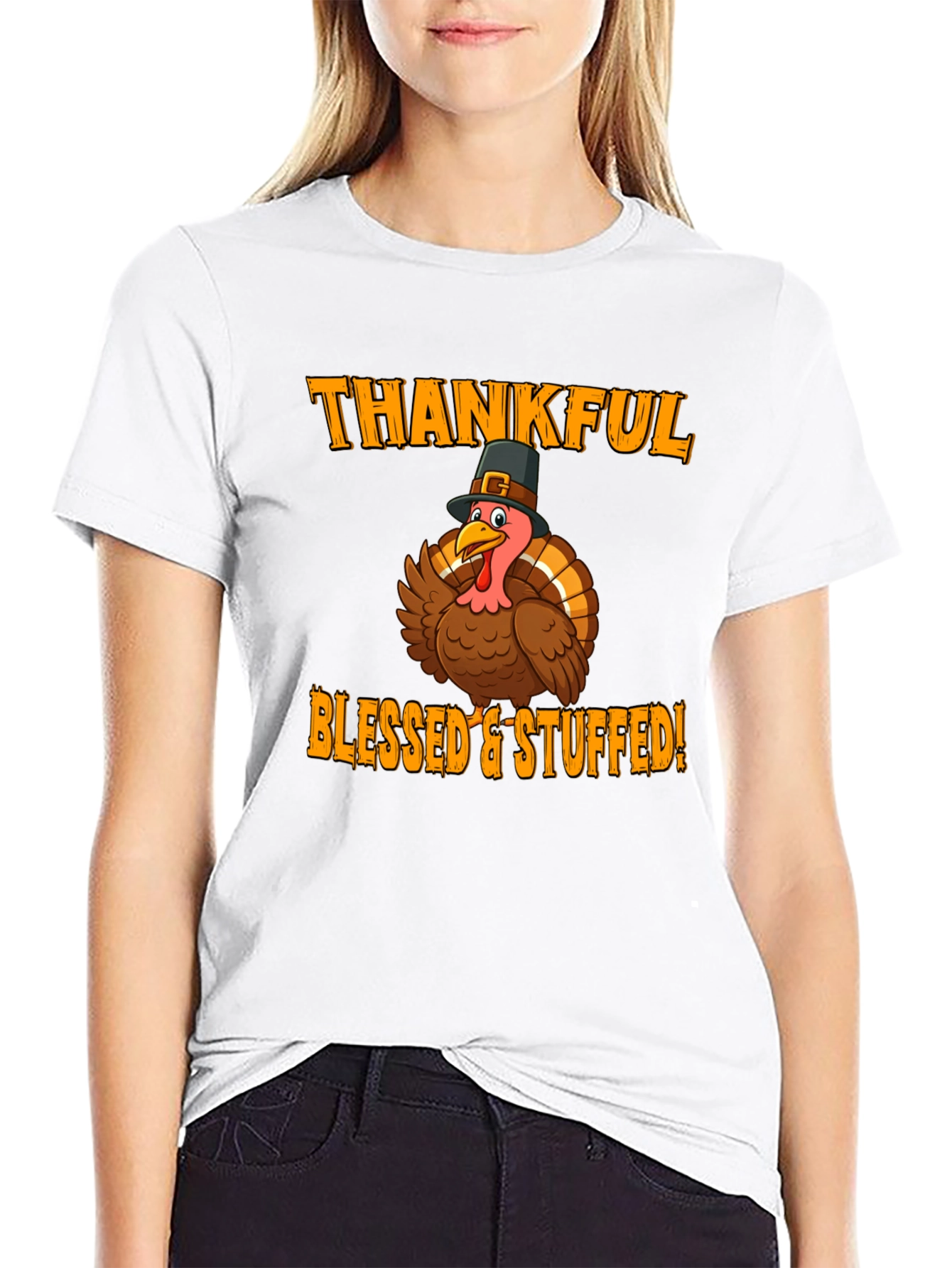 Thankful Blessed & Stuffed Turkey T-Shirt